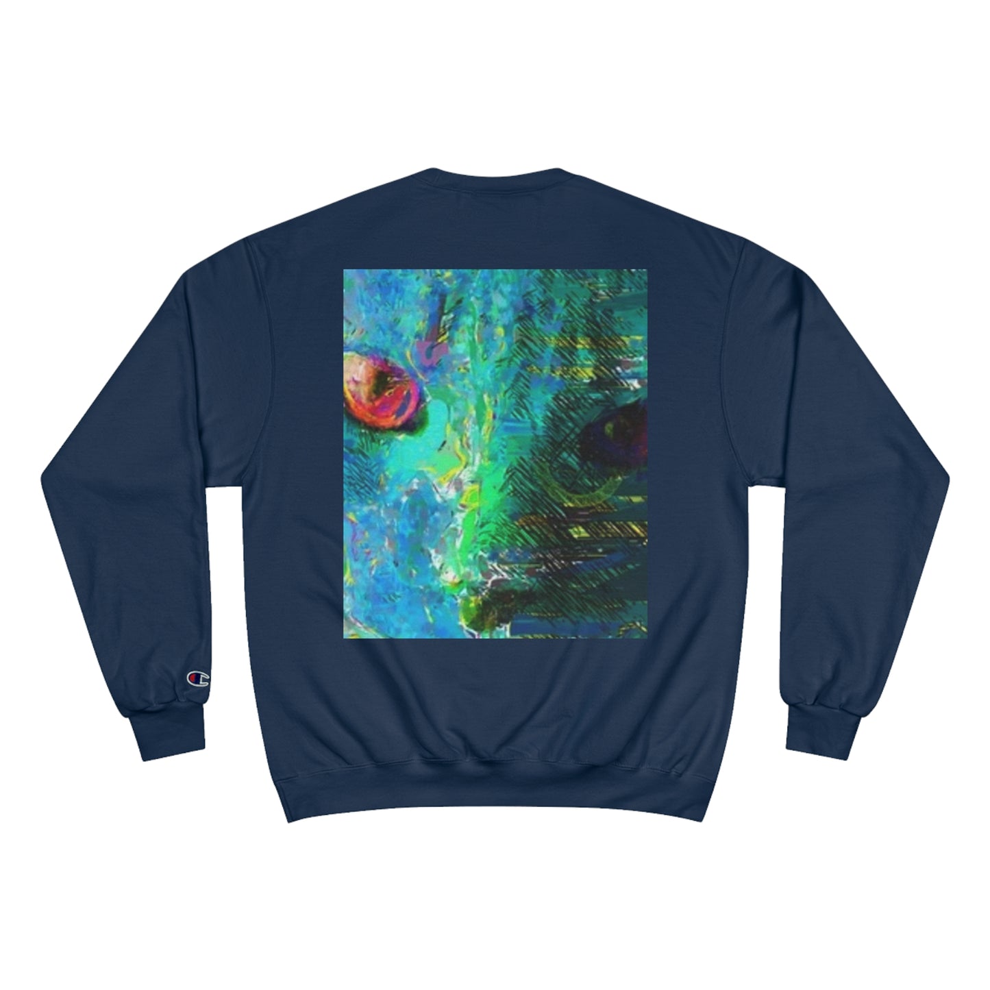 Vibrant Artistic Champion Sweatshirt with Eye Design