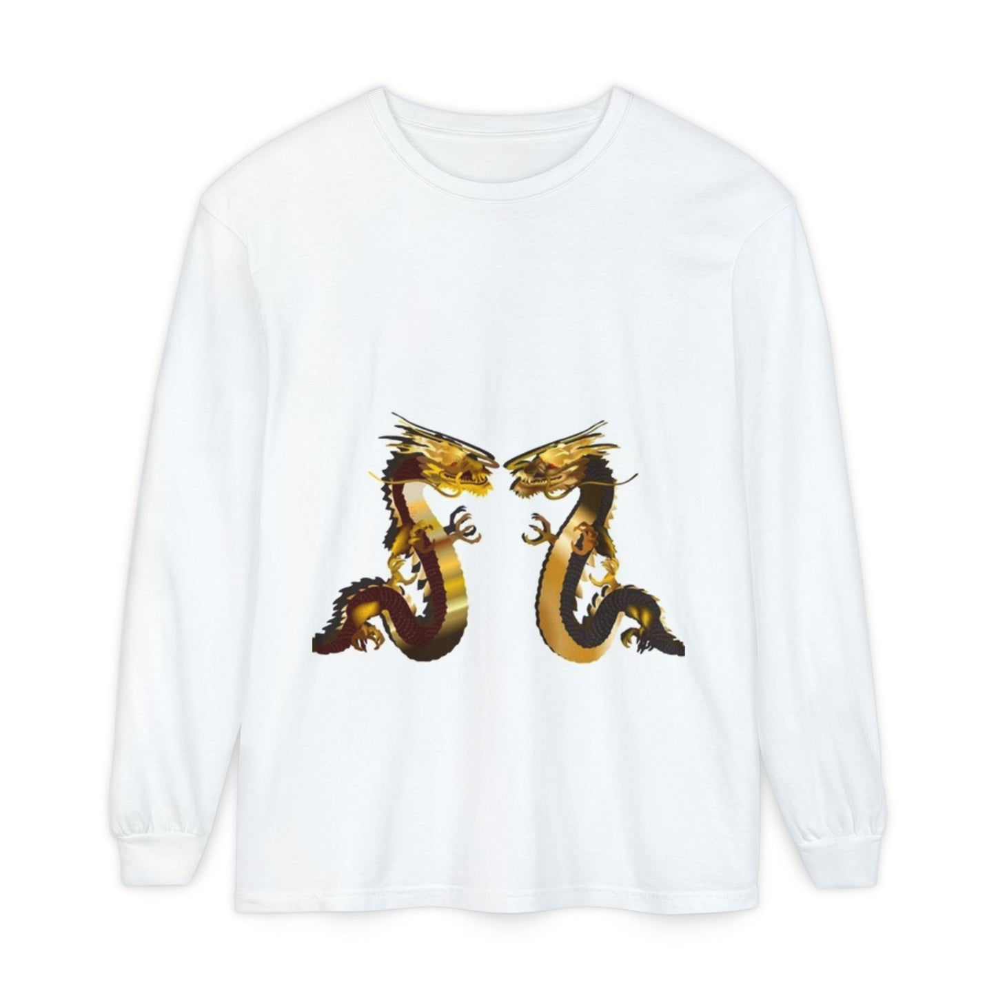Dragon Duel Unisex Long Sleeve T-Shirt - Garment-Dyed Art Tee