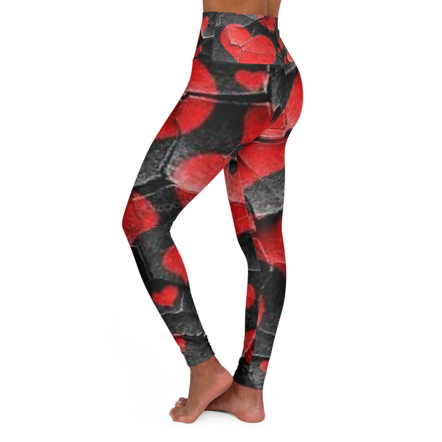 Stylish Heart Print High Waisted Yoga Leggings - Perfect for Fitness & Everyday Wear