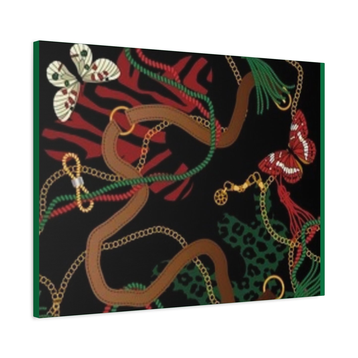 Elegant Matte Canvas Wall Art - Unique Mixed Pattern with Butterflies & Chains