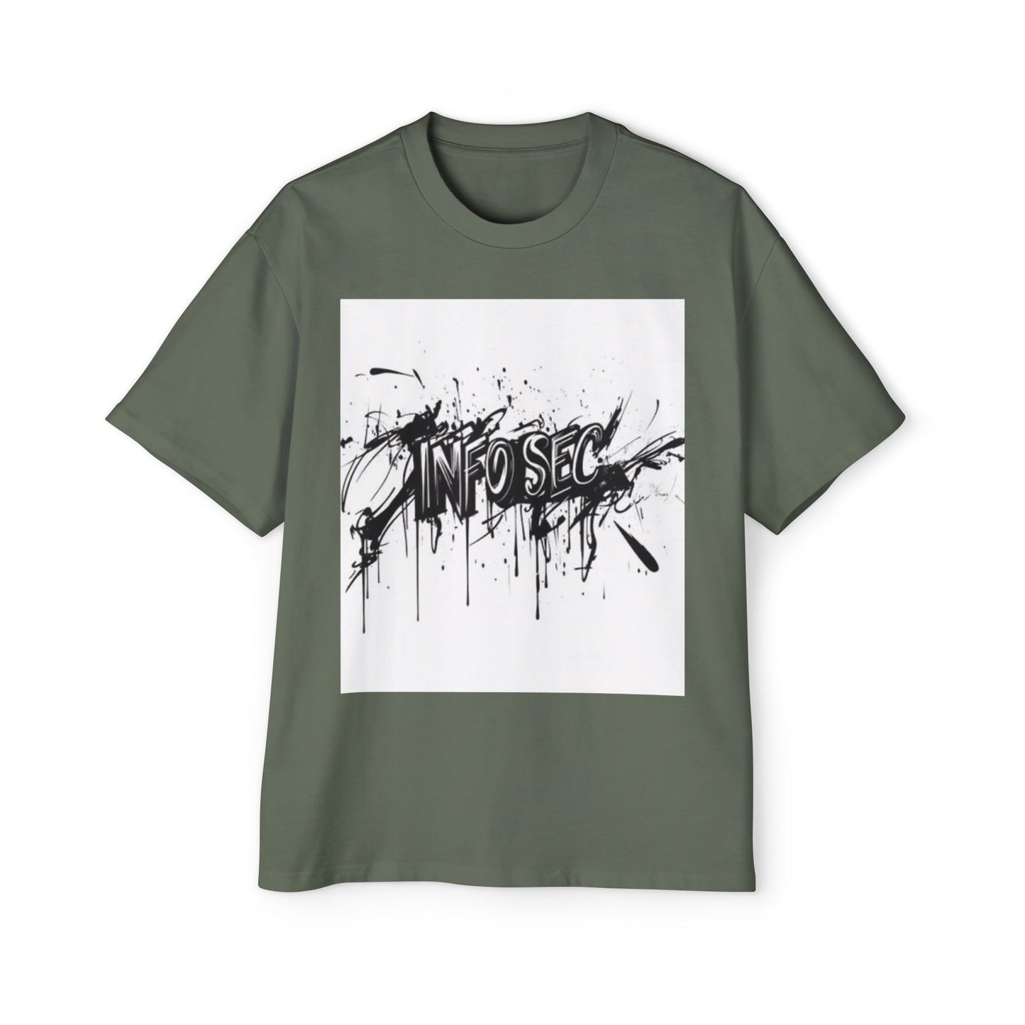 Men's Oversized Info Sec Tee - Urban Streetwear Graphic T-Shirt