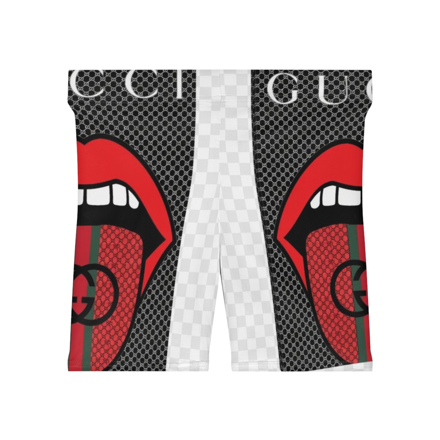 Trendy Women's Biker Shorts with Bold Lip Graphic