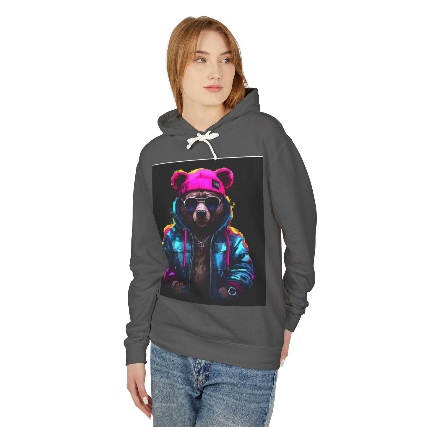 Cool Bear Hoodie - Unisex Lightweight Hooded Sweatshirt with Funky Design