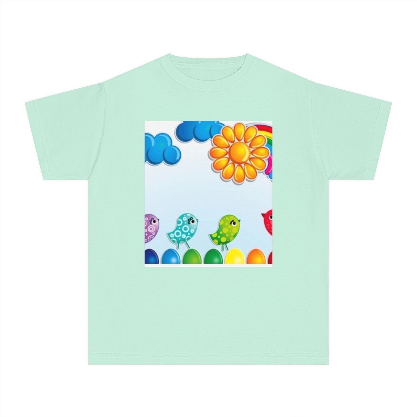 Colorful Spring Birds Youth Midweight Tee | Fun and Playful Shirt for Kids