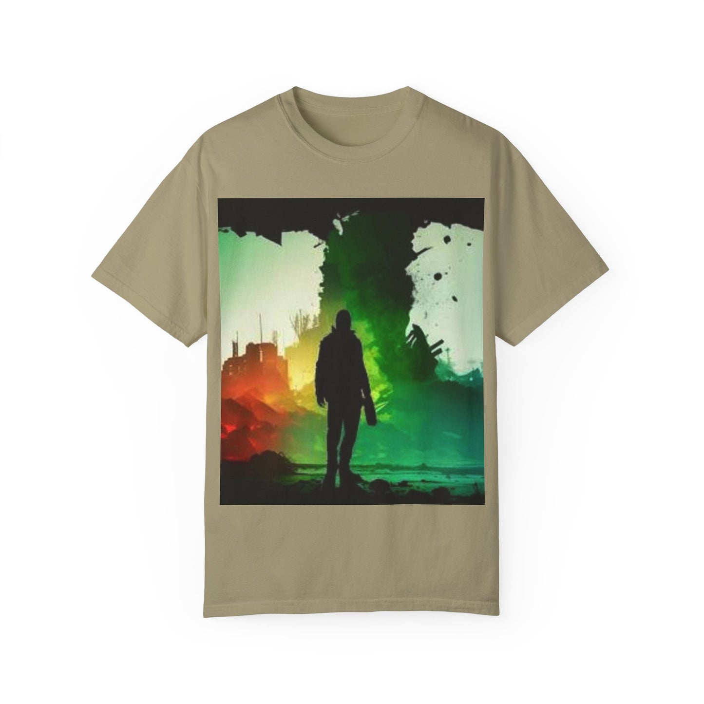 Vintage-Inspired Unisex Garment-Dyed T-Shirt with Artistic Print