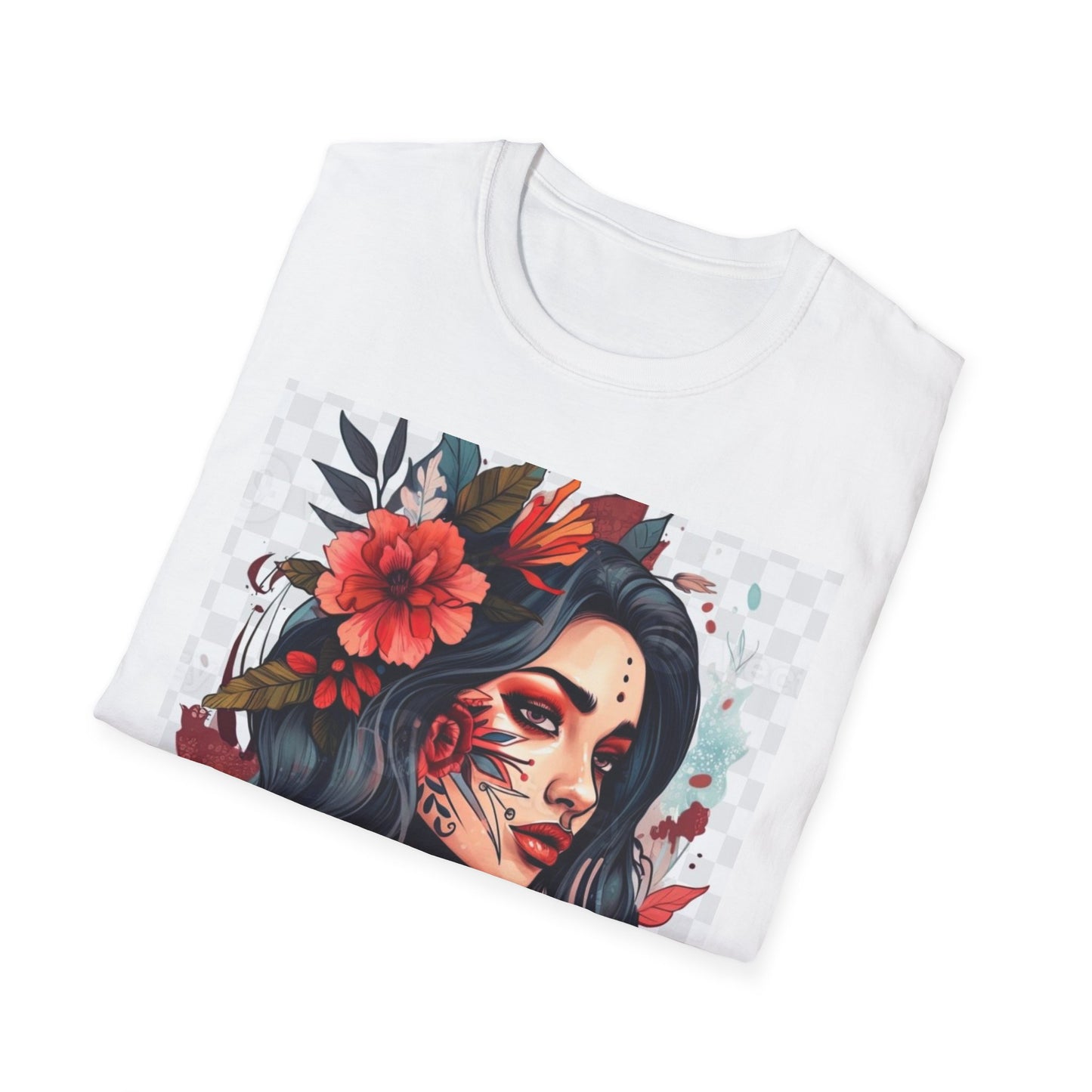 Bold Floral Art Unisex Softstyle T-Shirt