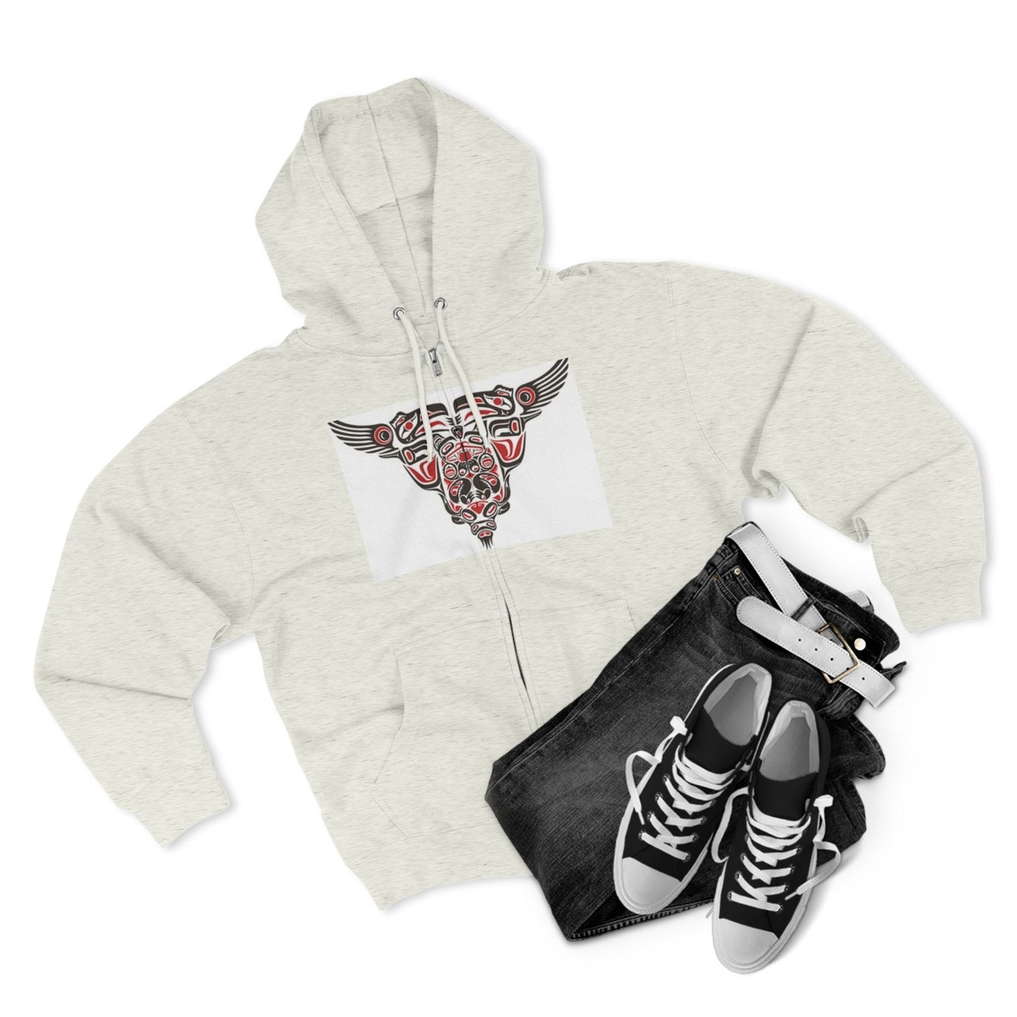 Artistic Tribal Unisex Zip Hoodie - Unique Modern Design