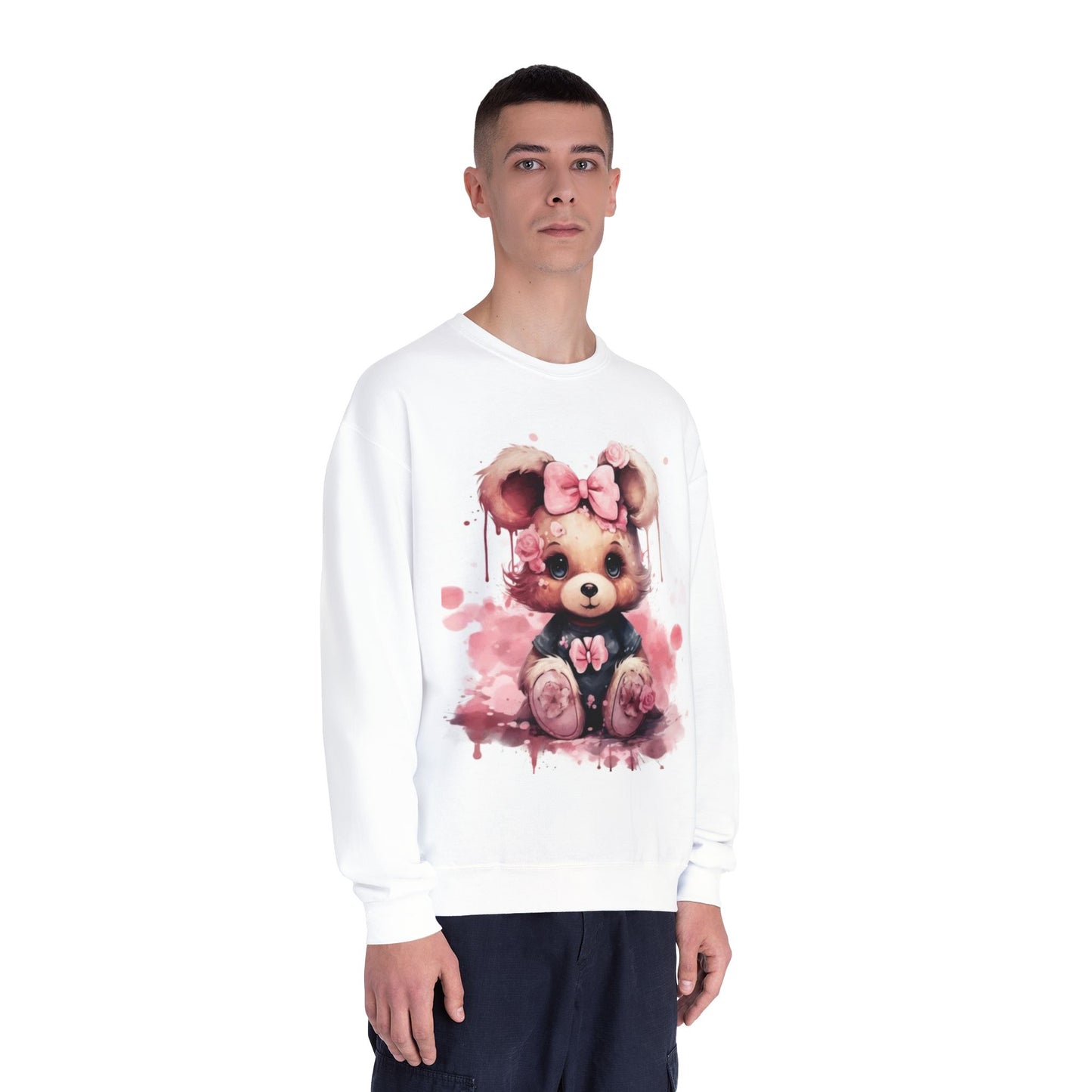 Cute Floral Bear Crewneck Sweatshirt - Cozy Unisex Apparel