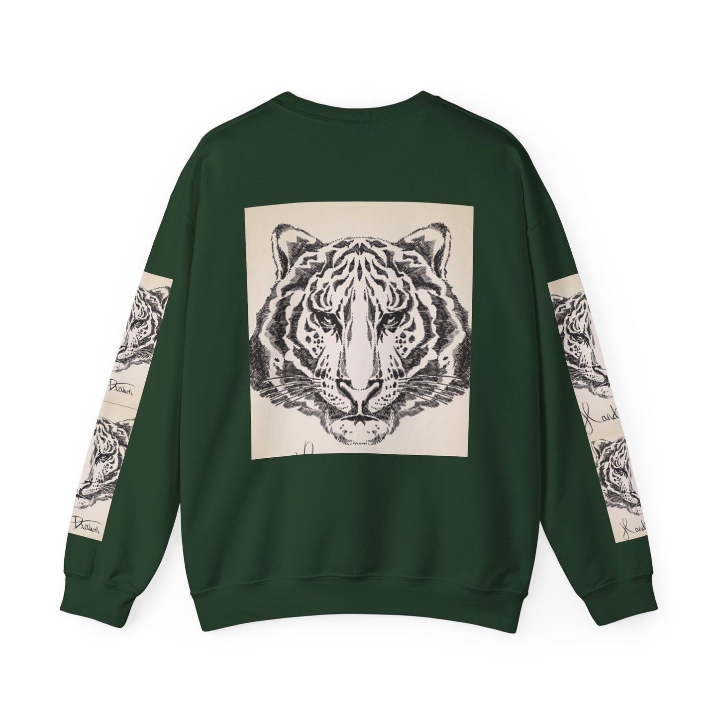 Artistic Tiger Print Crewneck Sweatshirt – Unisex Heavy Blend