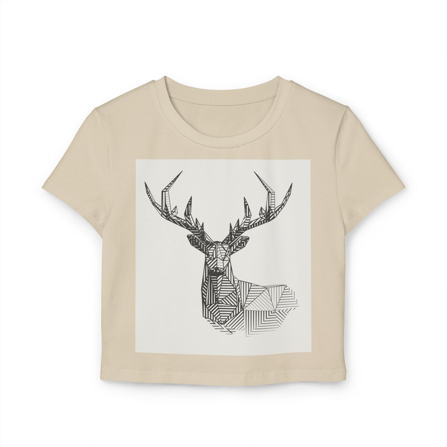 Artistic Deer Women's Baby Tee - Nature-Inspired Graphic Top