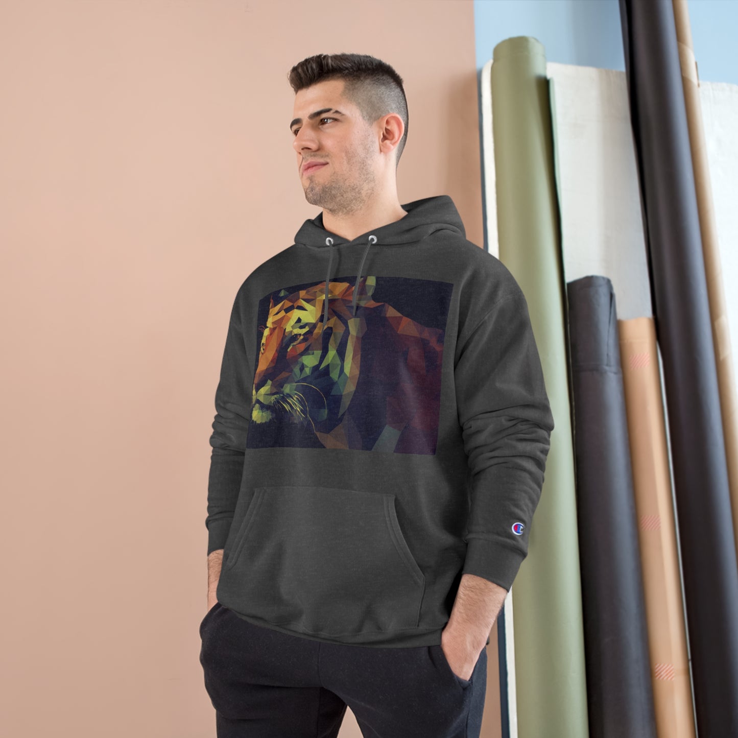 Champion Hoodie with Abstract Tiger Design - Perfect for Animal Lovers