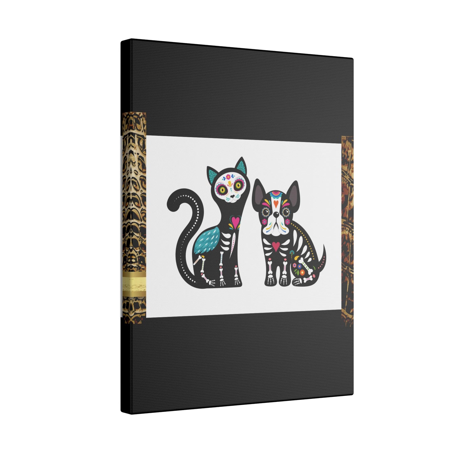 Day of the Dead Pet Canvas Art - Colorful Cat and Dog Wall Decor