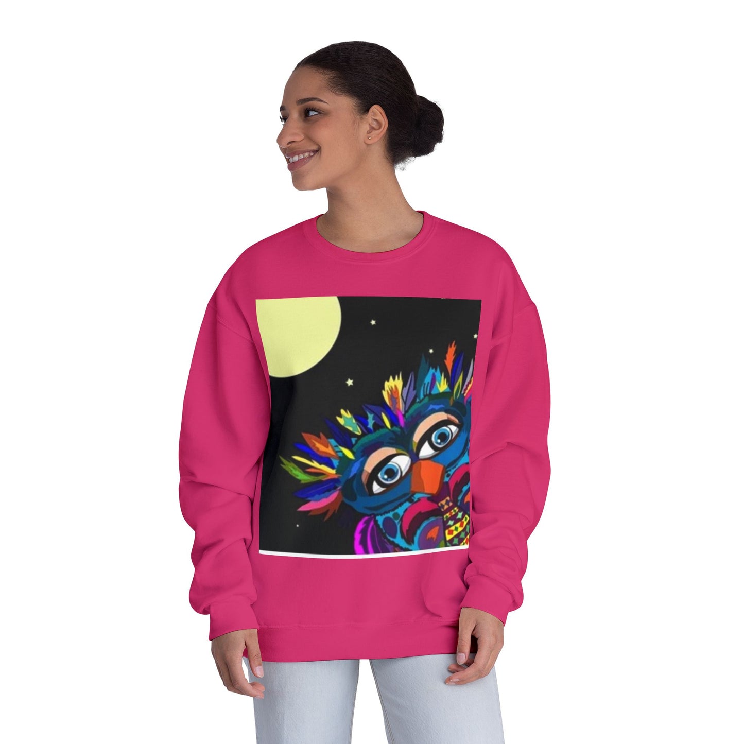 Colorful Night Owl Crewneck Sweatshirt - Unisex NuBlend® Sweatshirt