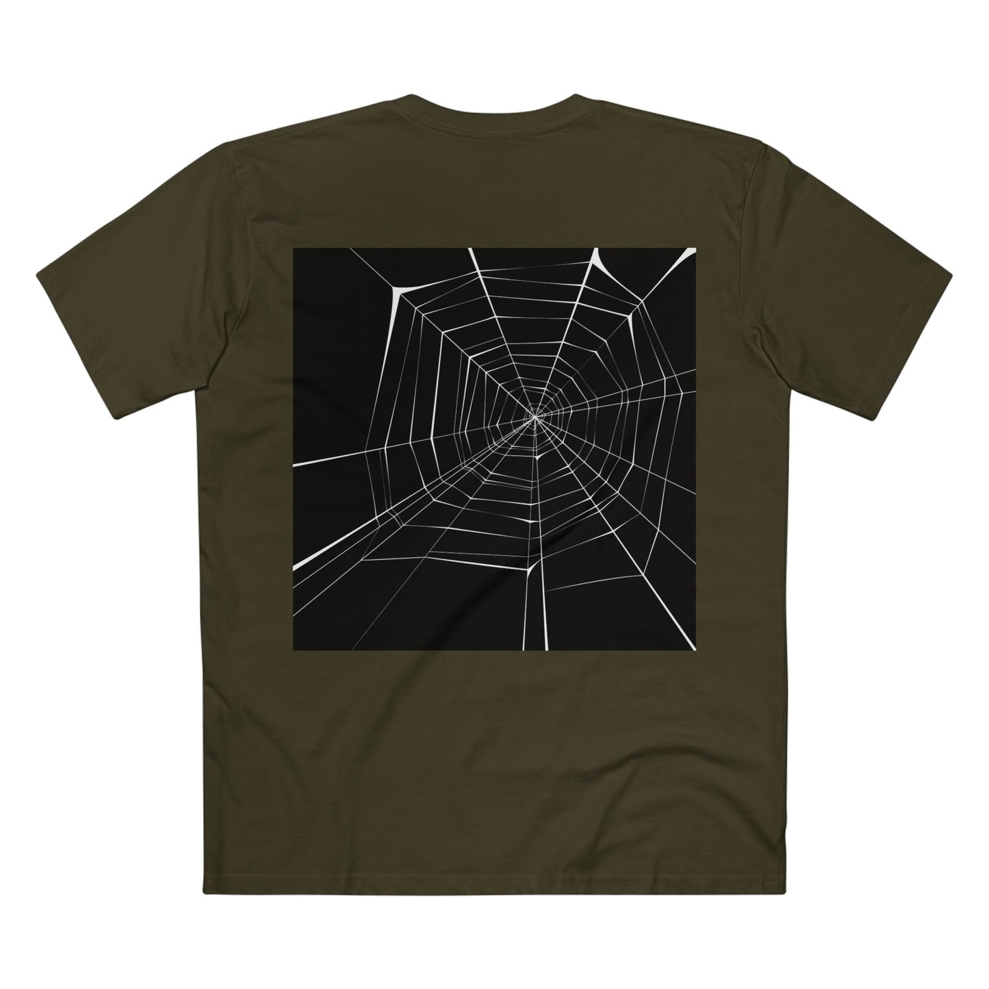 Geometric Deer & Spider Web Adult Staple Tee - Nature-Inspired Graphic T-Shirt for Outdoor Enthusiasts