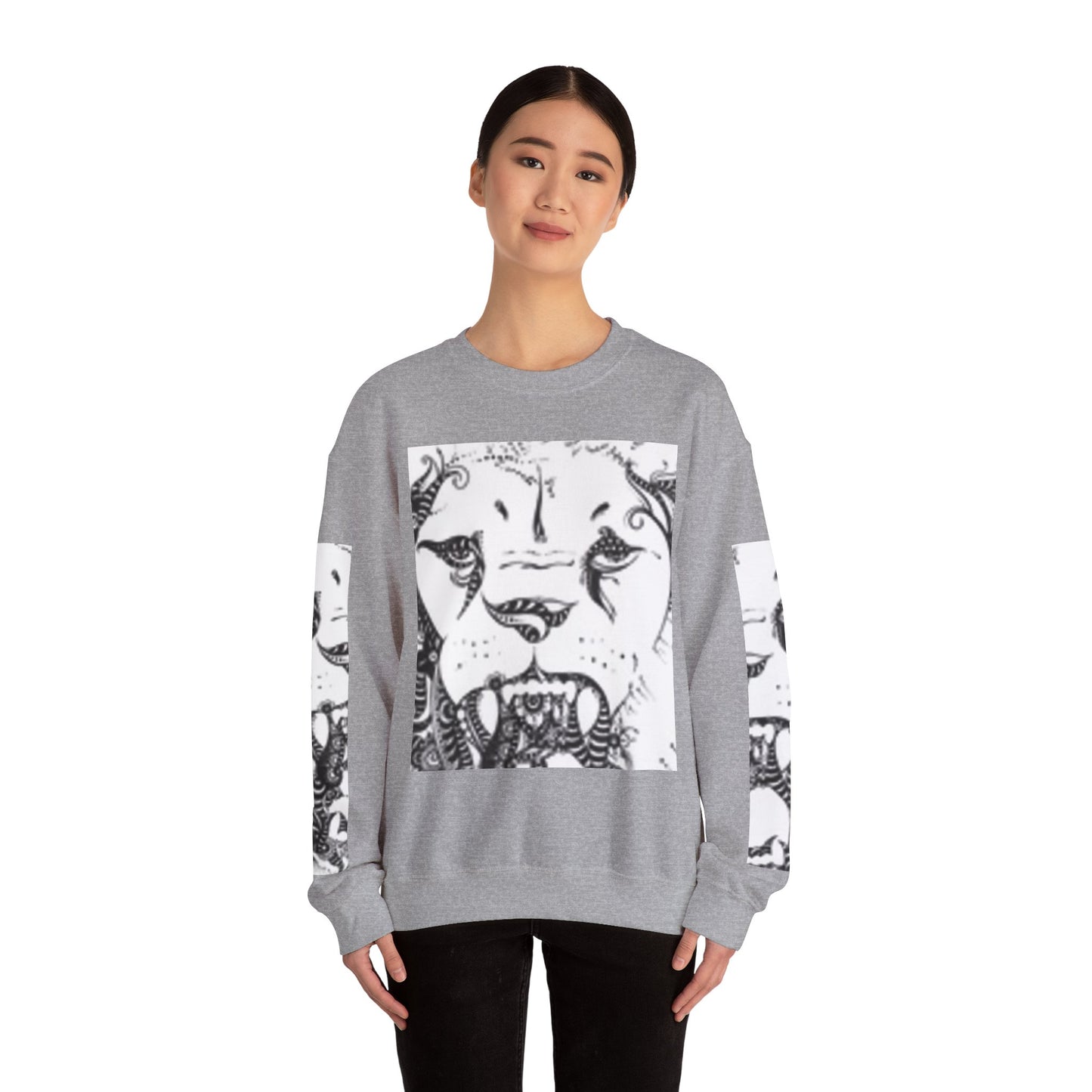 Wild Spirit Lion Graphic Crewneck Sweatshirt | Unisex Heavy Blend