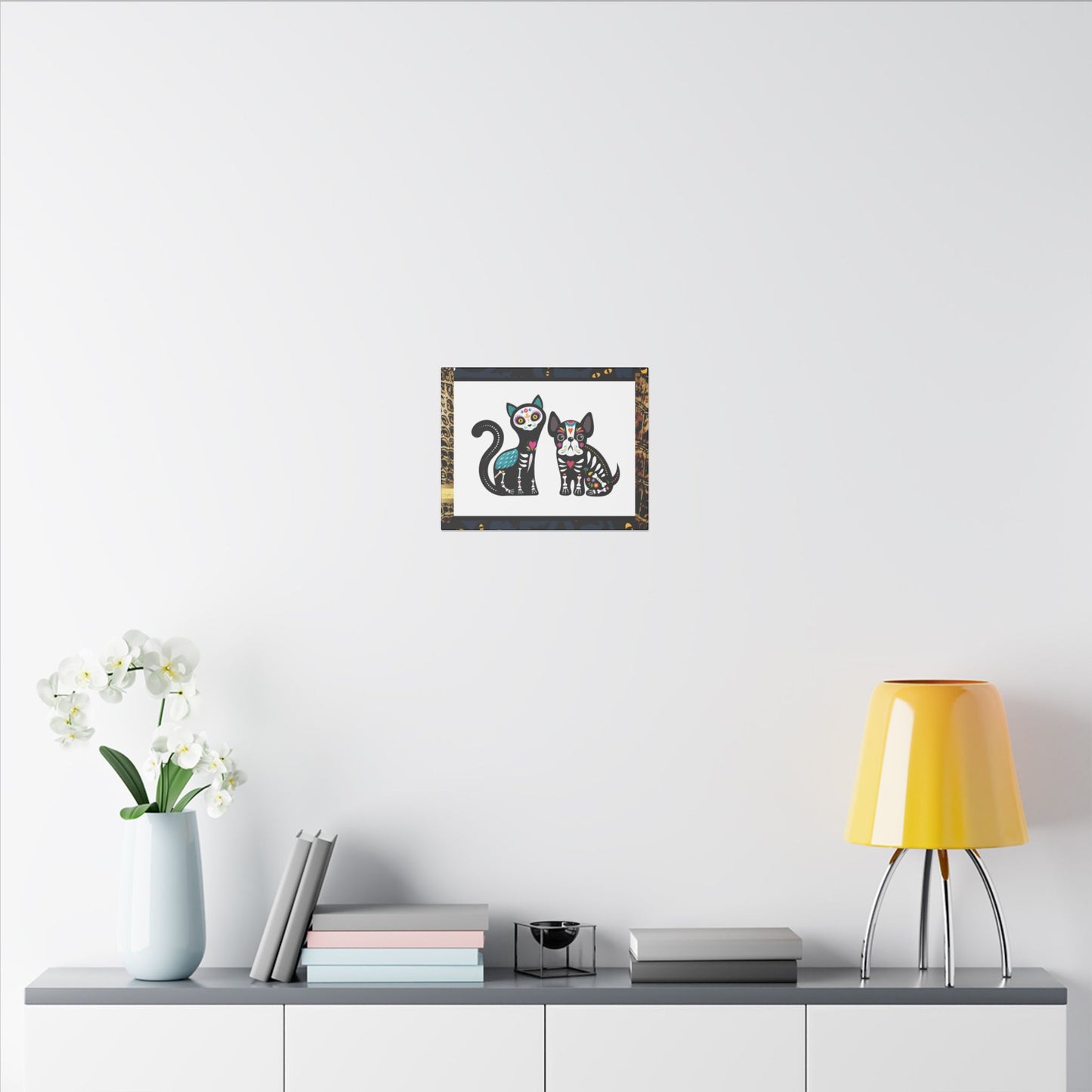 Day of the Dead Pet Canvas Art - Colorful Cat and Dog Wall Decor