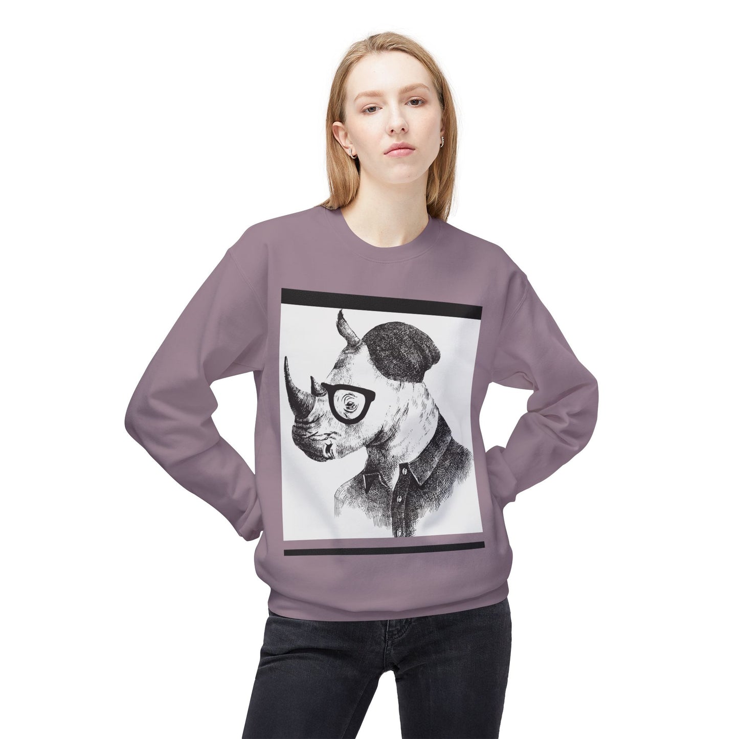 Cool Rhino and Sneakers Fleece Sweatshirt for Trendsetters