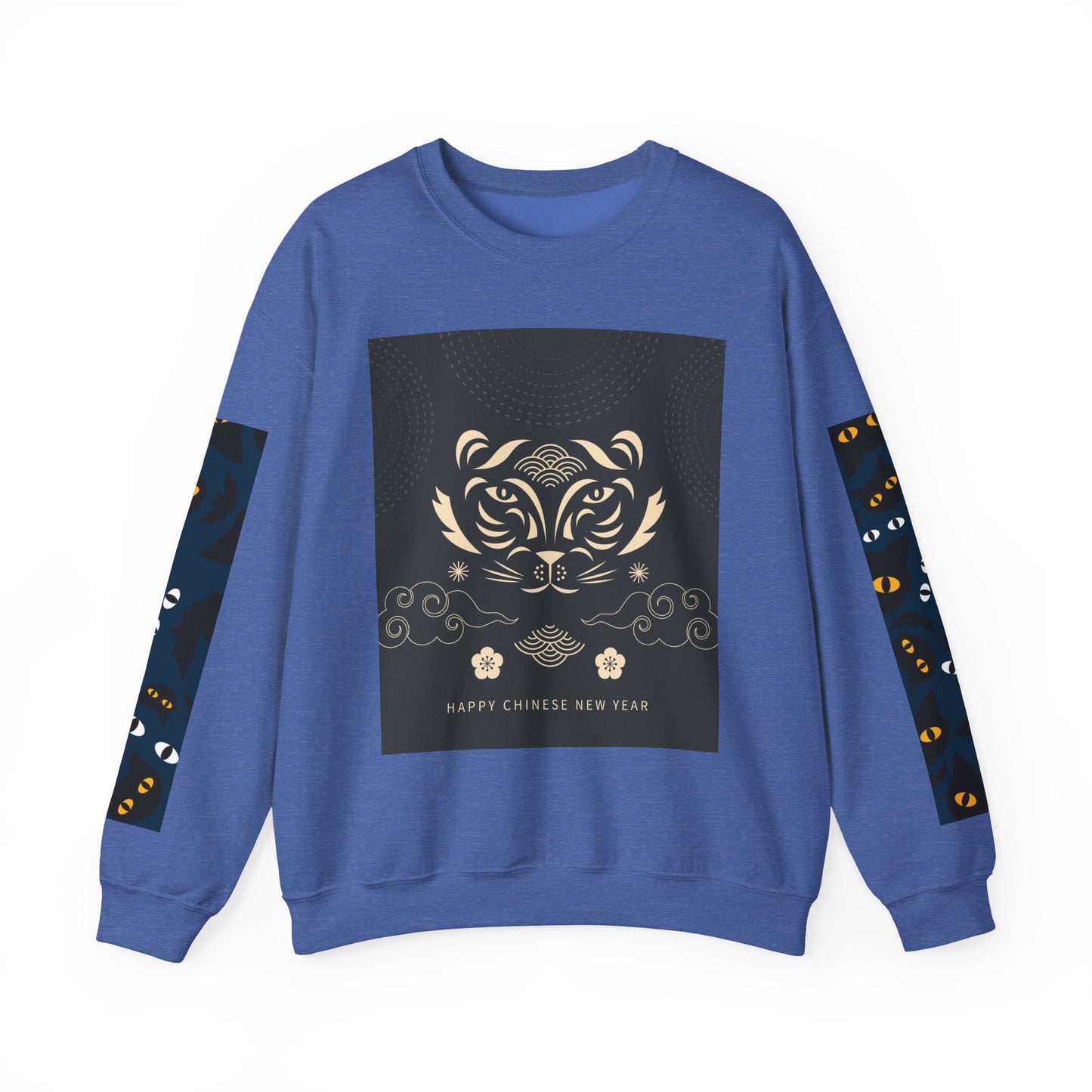 Halloween-Themed Unisex Crewneck Sweatshirt with Spooky Eyes and Bird Design