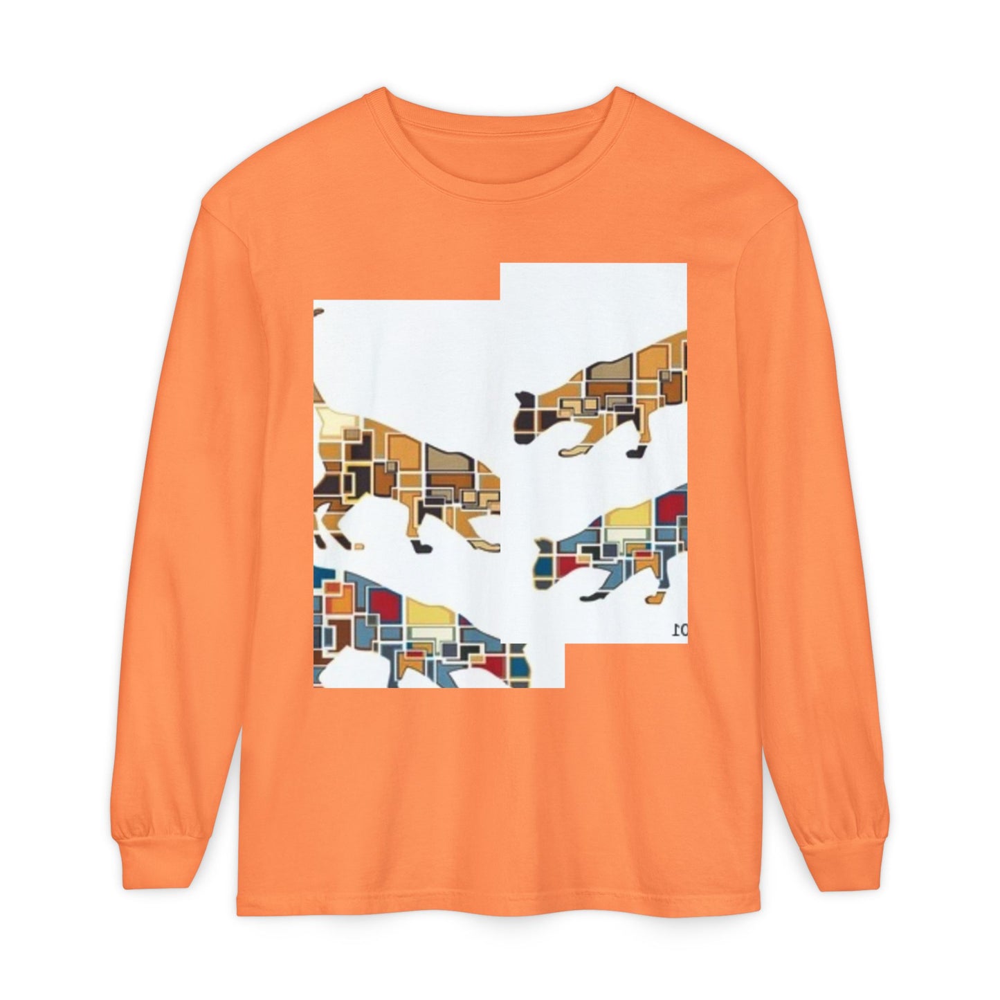 Artful Cat Silhouette Long Sleeve T-Shirt - Perfect for Animal Lovers