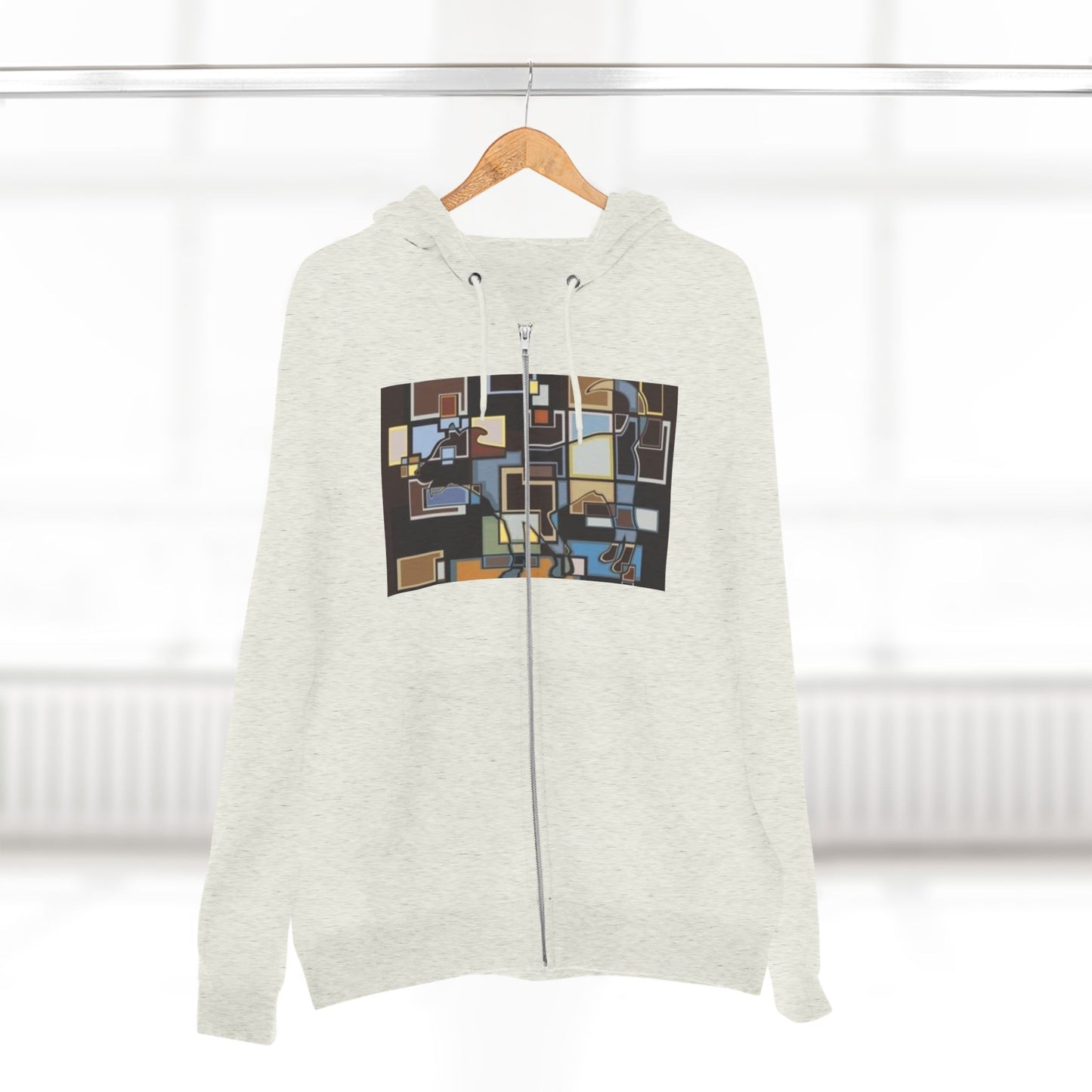 Artistic Unisex Zip Hoodie - Colorful Abstract Design