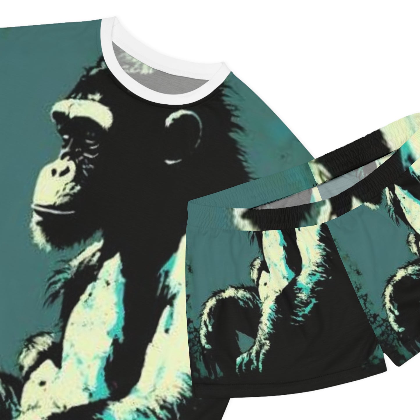 Chic Monkey Print Women's Short Pajama Set - Fun & Cozy Sleepwear