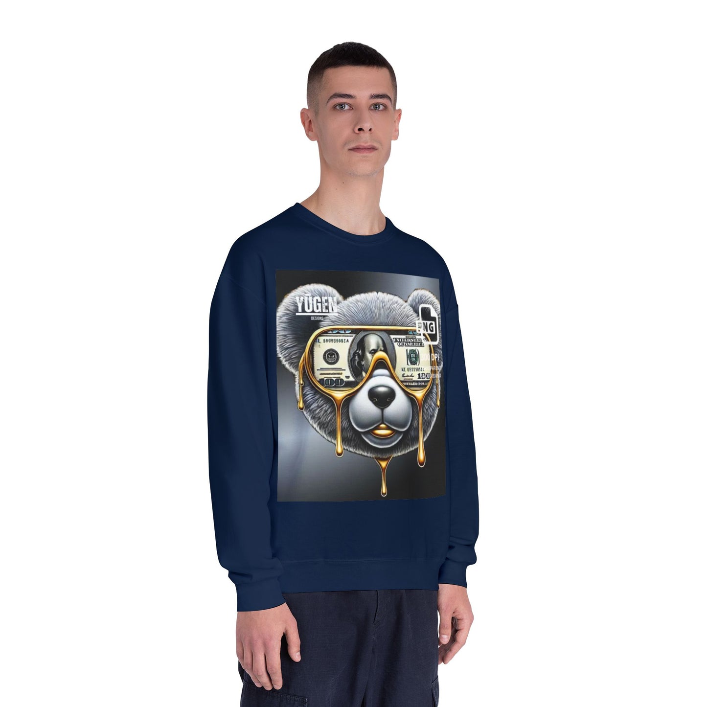 Yūgen Bear Drip Unisex Crewneck Sweatshirt - Cozy Streetwear