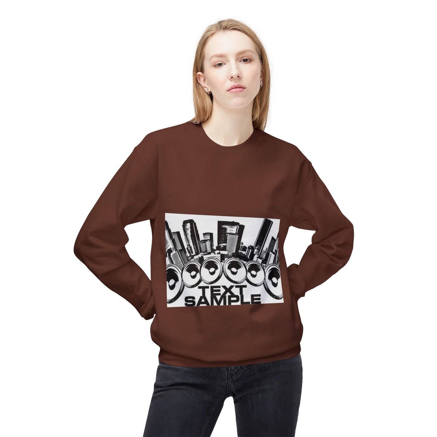 Urban Vibe Sound Wave Crewneck Sweatshirt - Unisex Fleece with Cityscape Design