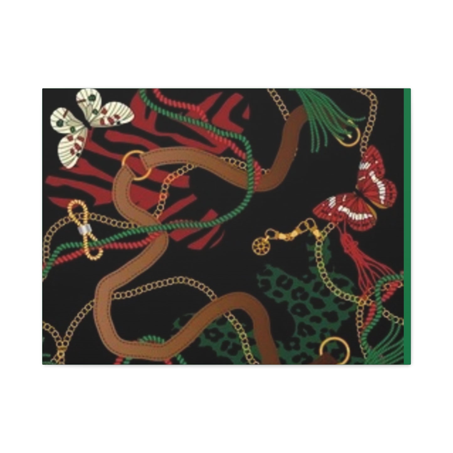 Elegant Matte Canvas Wall Art - Unique Mixed Pattern with Butterflies & Chains