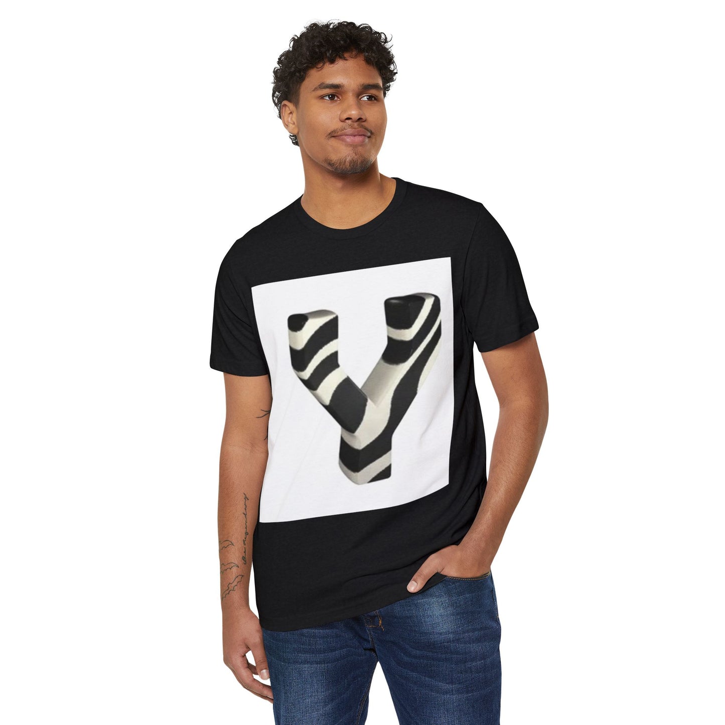 Eco-Friendly Unisex T-Shirt with Bold Zebra 'Y' Design