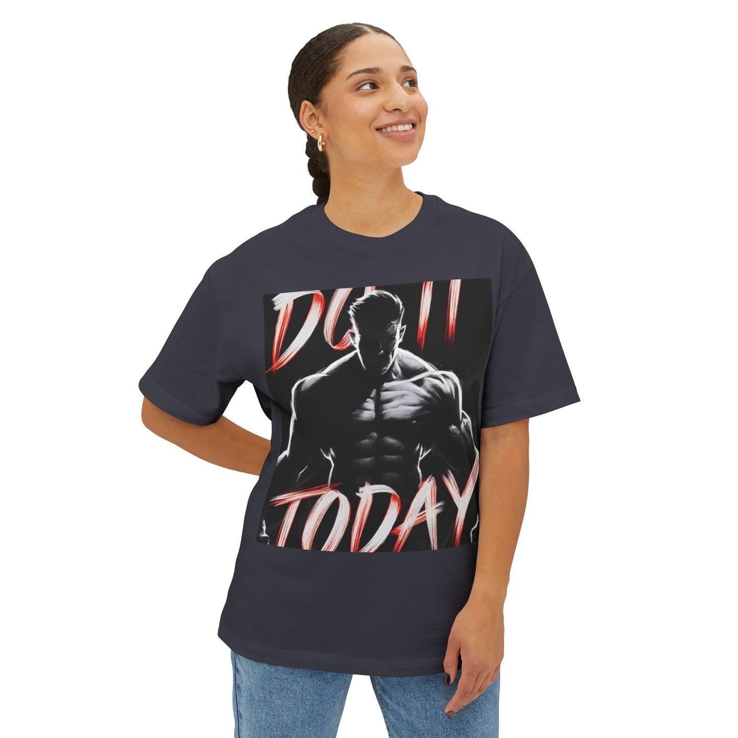 Motivational Oversized Boxy Tee - 'Do It Today' Graphic Tee for Fitness Enthusiasts
