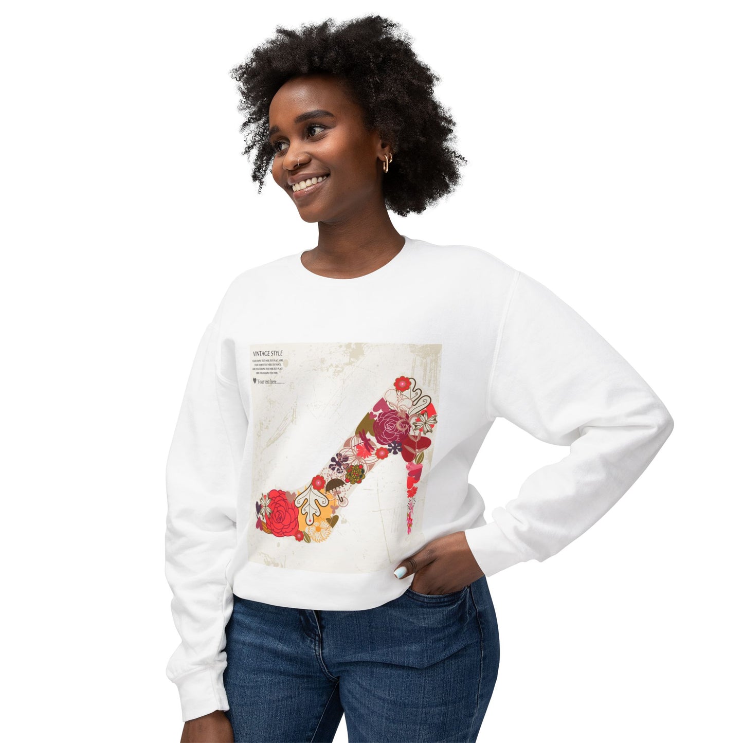 Vintage Floral High Heel Unisex Crewneck Sweatshirt | Stylish & Comfortable