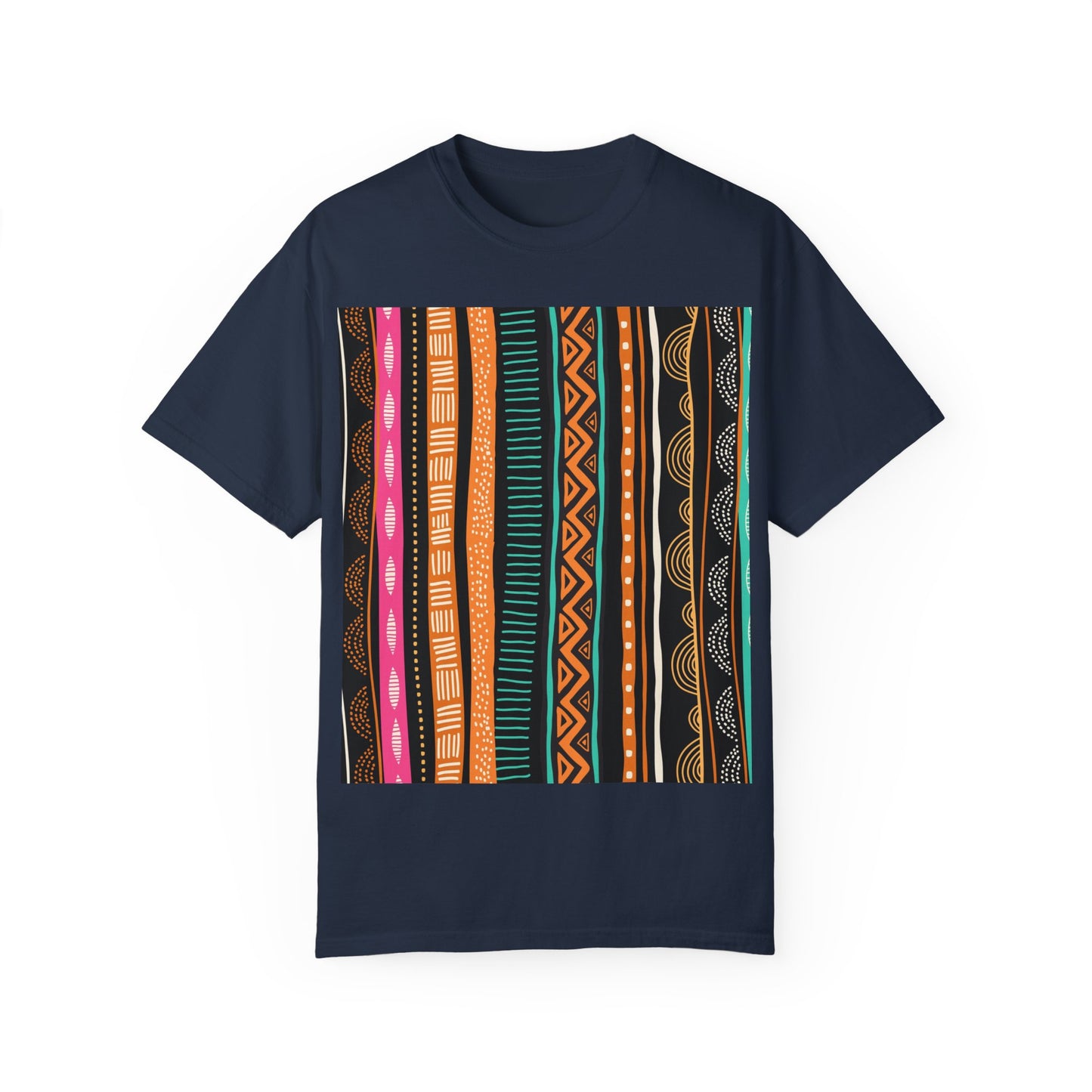 Vibrant Graphic Unisex T-Shirt - Colorful Tribal Stripes Design