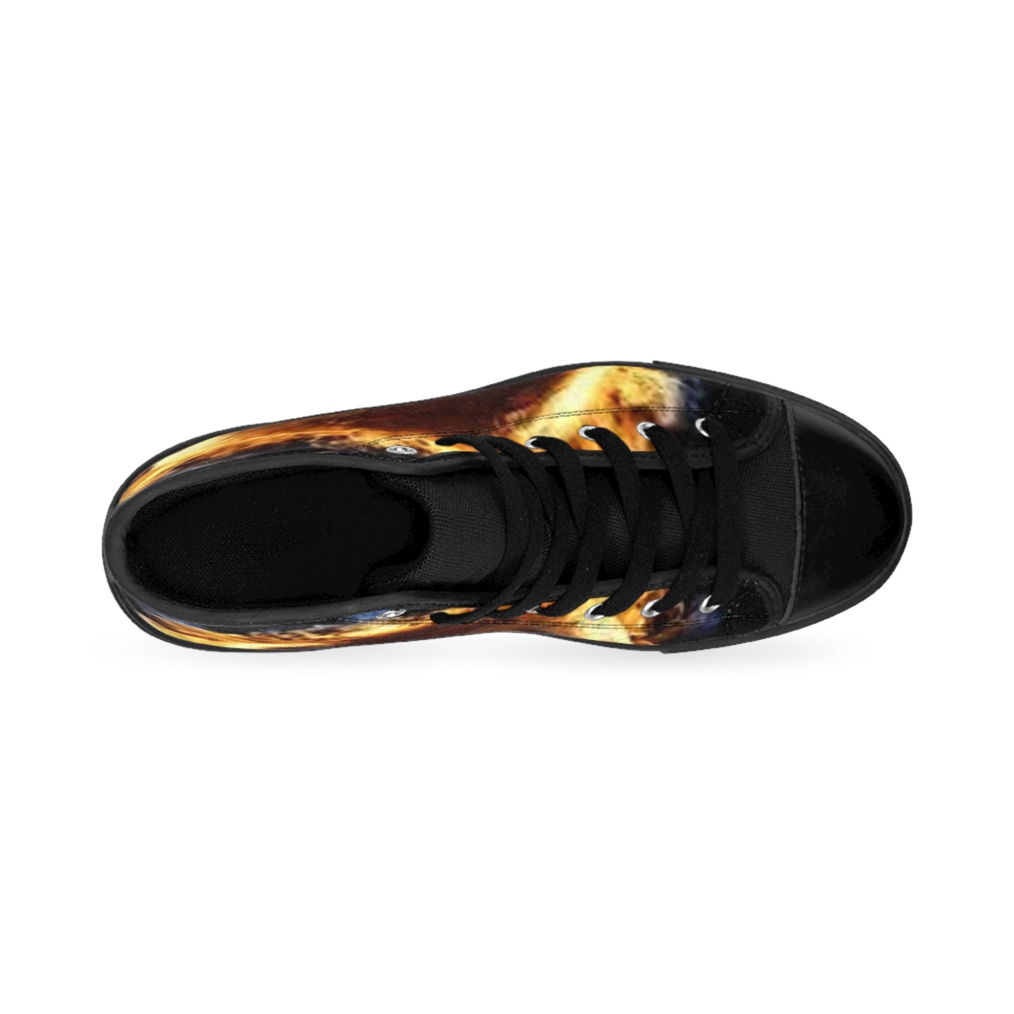 Men's Classic Fire-Inspired High-Top Sneakers - Unique Artistic Design