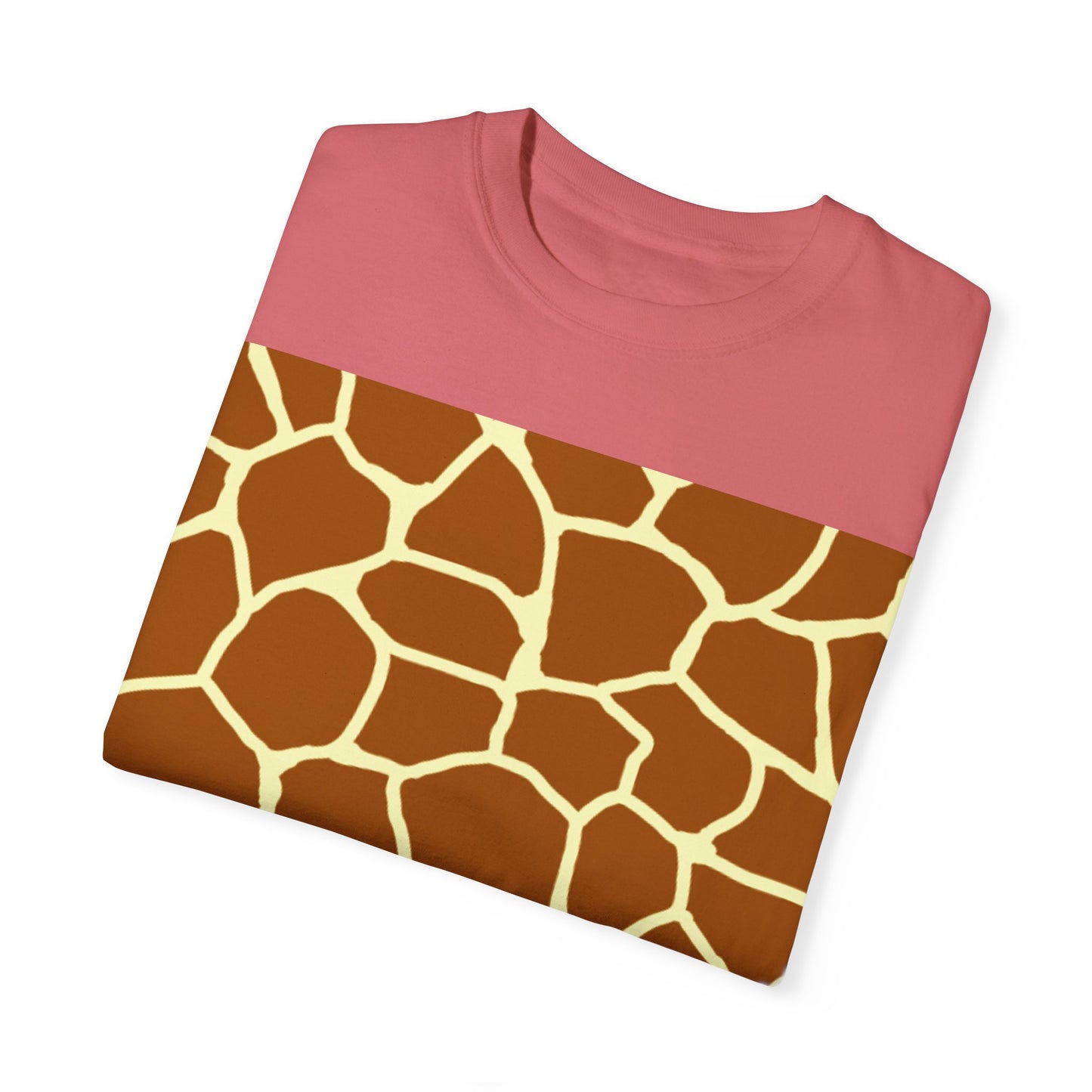Unisex Giraffe Print Garment-Dyed T-Shirt - Animal Lover Tee