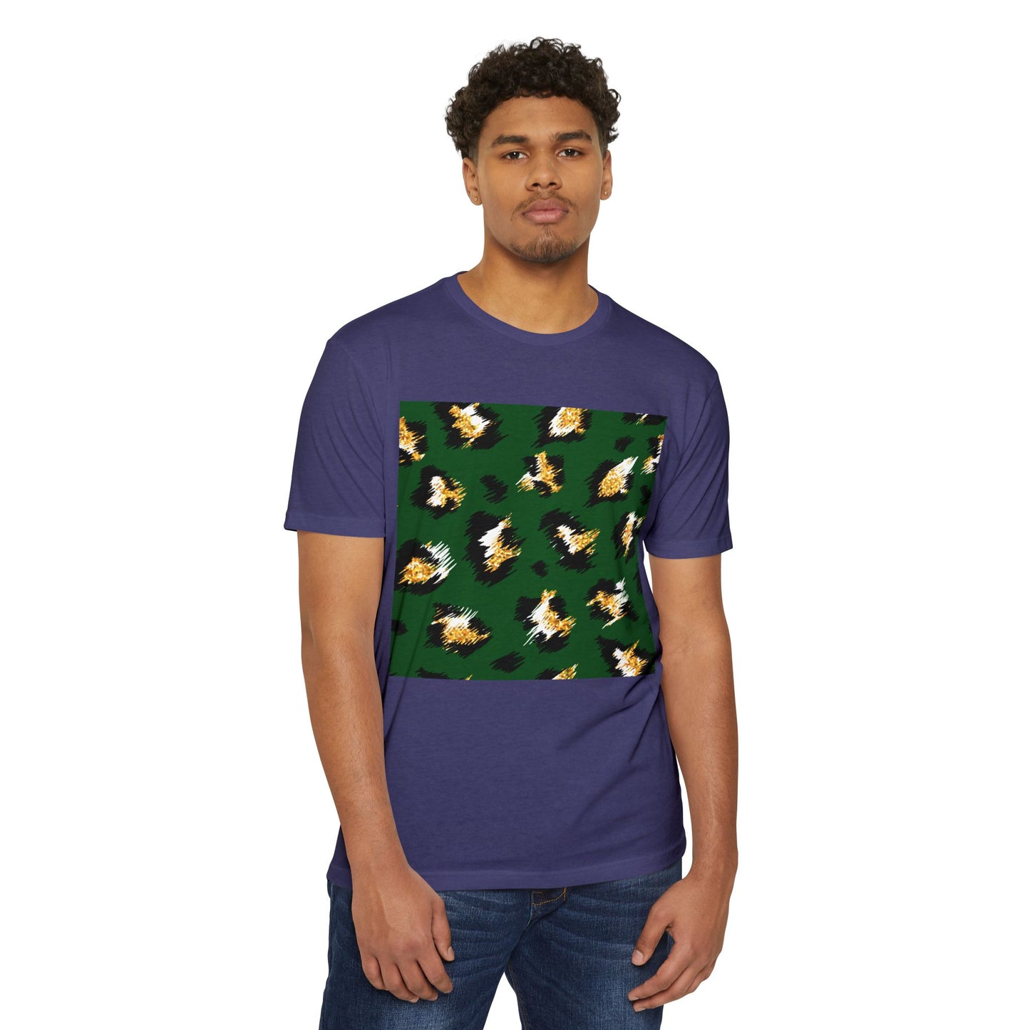 Unisex CVC Jersey T-Shirt - Vibrant Green Animal Print