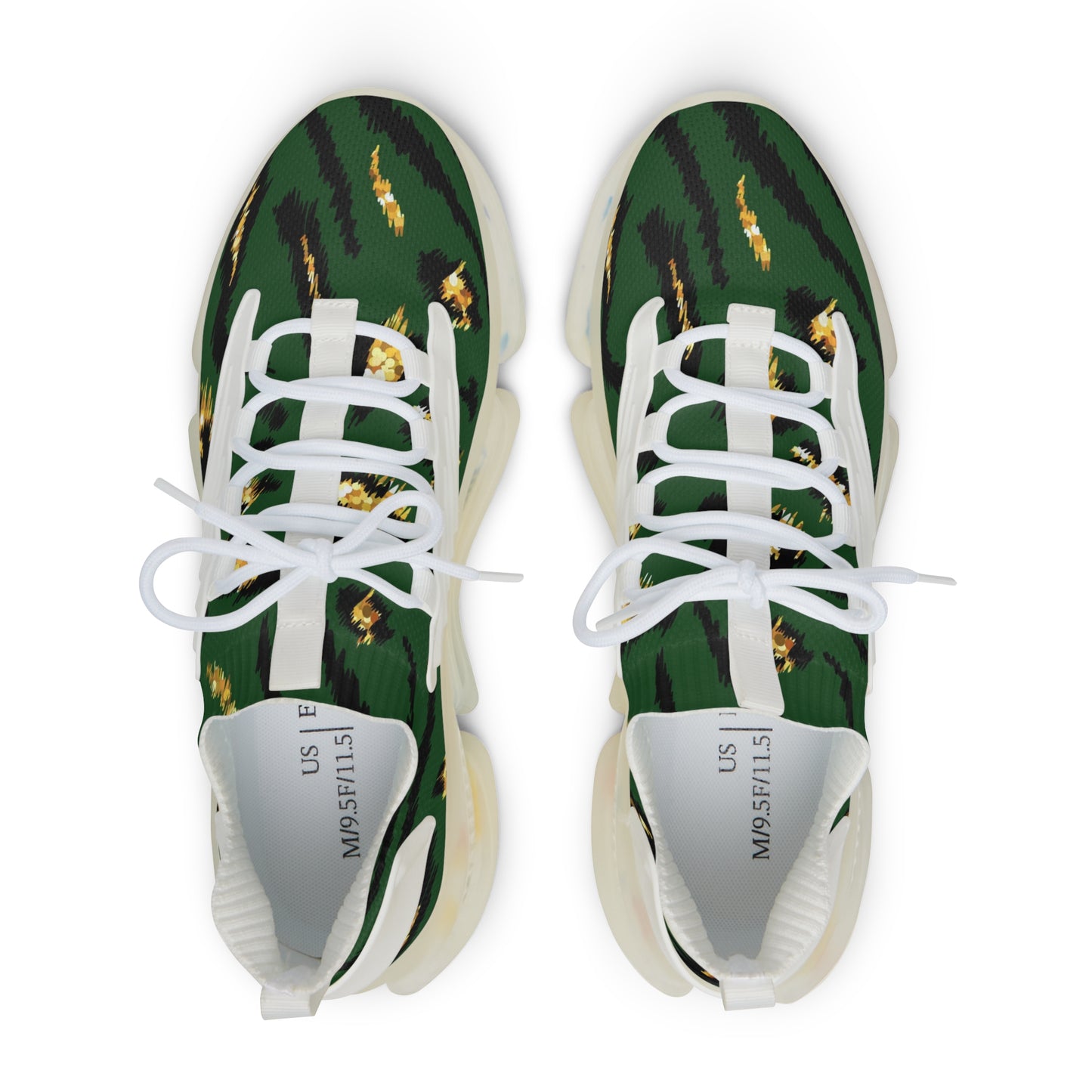 Men's Mesh Sneakers - Stylish Green Zebra Print Athletic Shoes