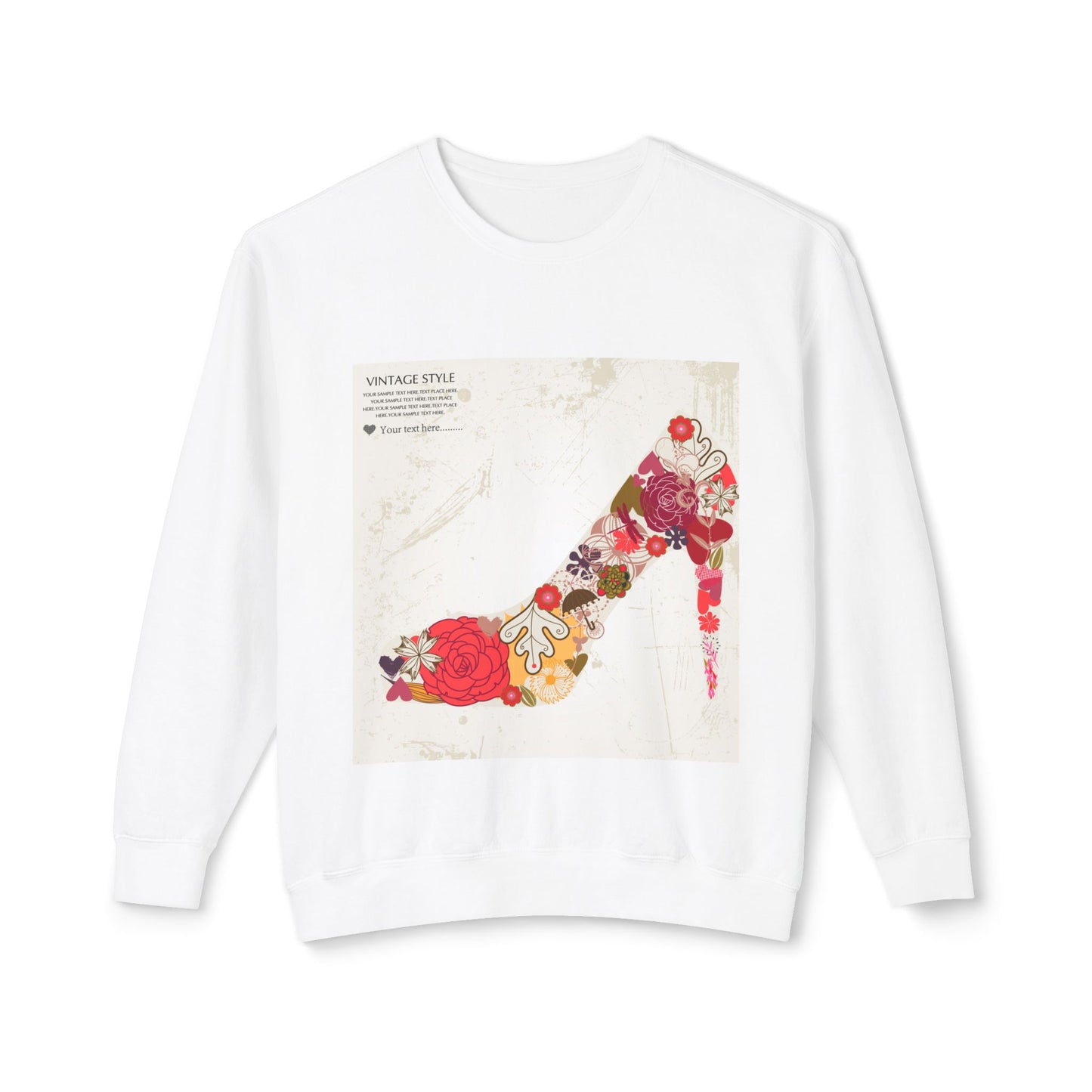 Vintage Floral High Heel Unisex Crewneck Sweatshirt | Stylish & Comfortable