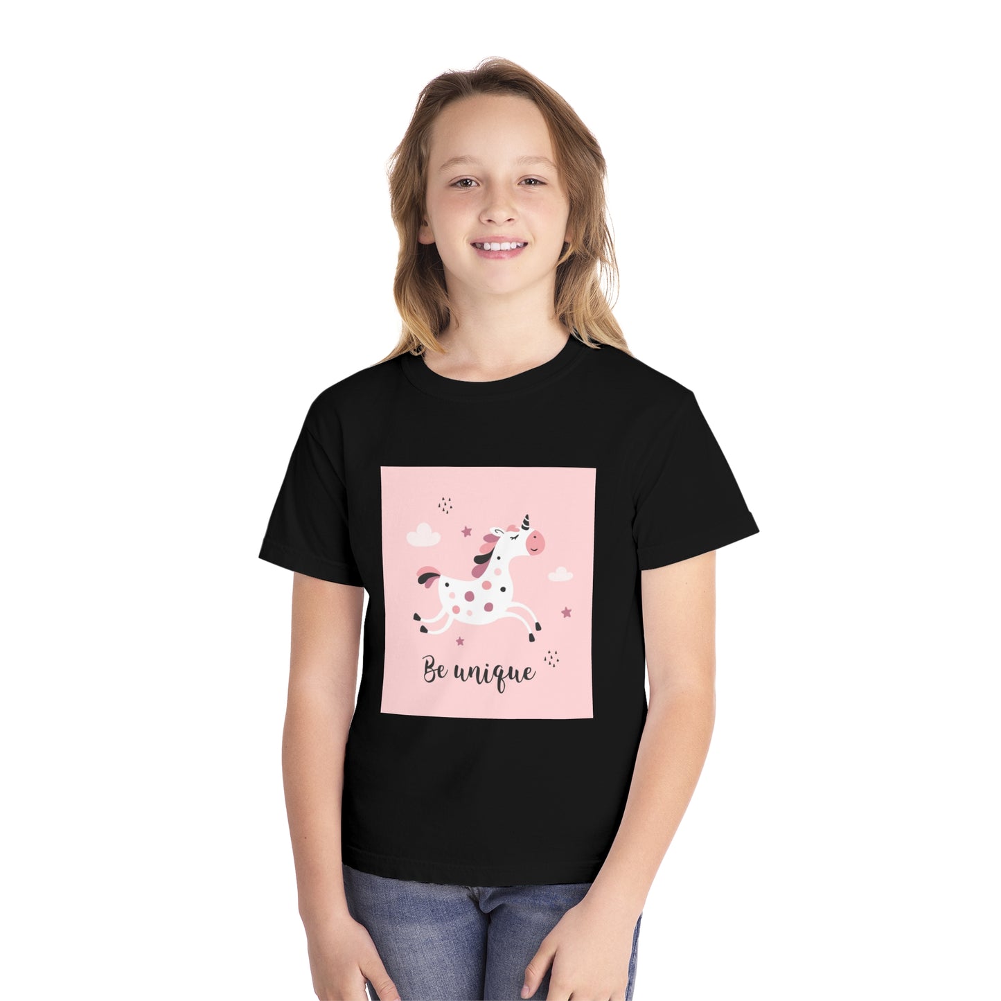 Girls' Unicorn T-Shirt - 'Be Unique' Midweight Tee