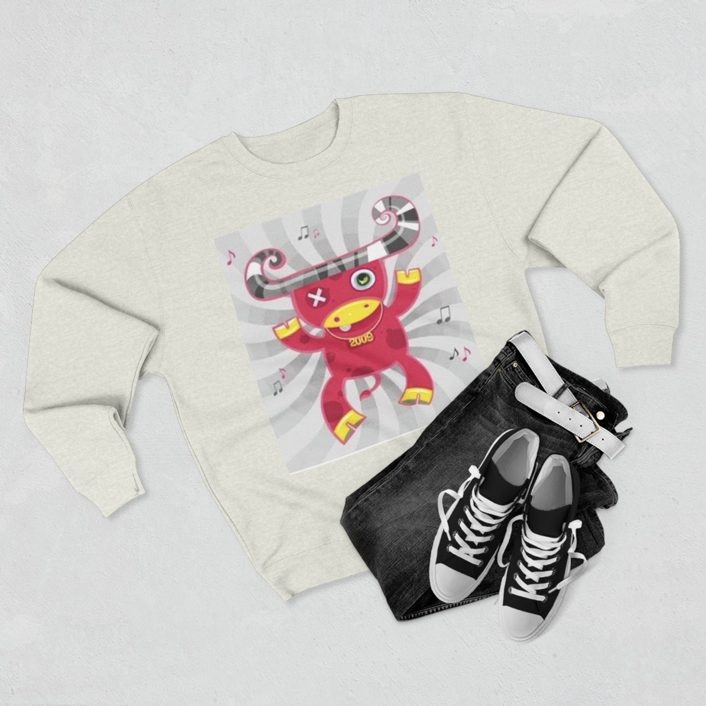 Fun Graphic Unisex Crewneck Sweatshirt - Playful Music Theme