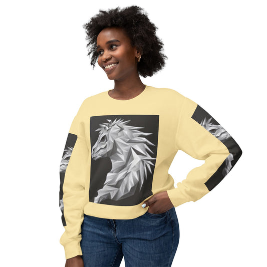 Unisex Lightweight Crewneck Sweatshirt - Stylish Geometric Horse Design