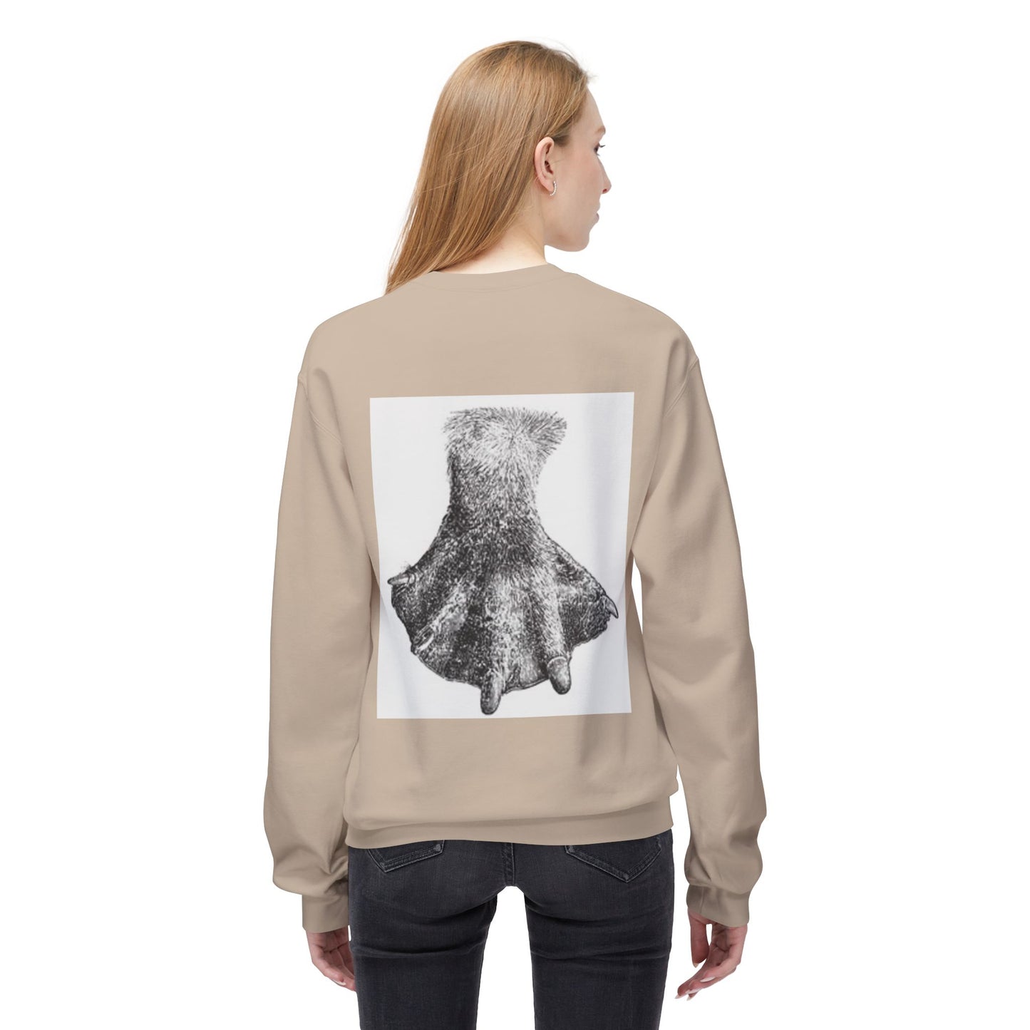 Artistic Fleece Crewneck Sweatshirt with Unique Dress Design