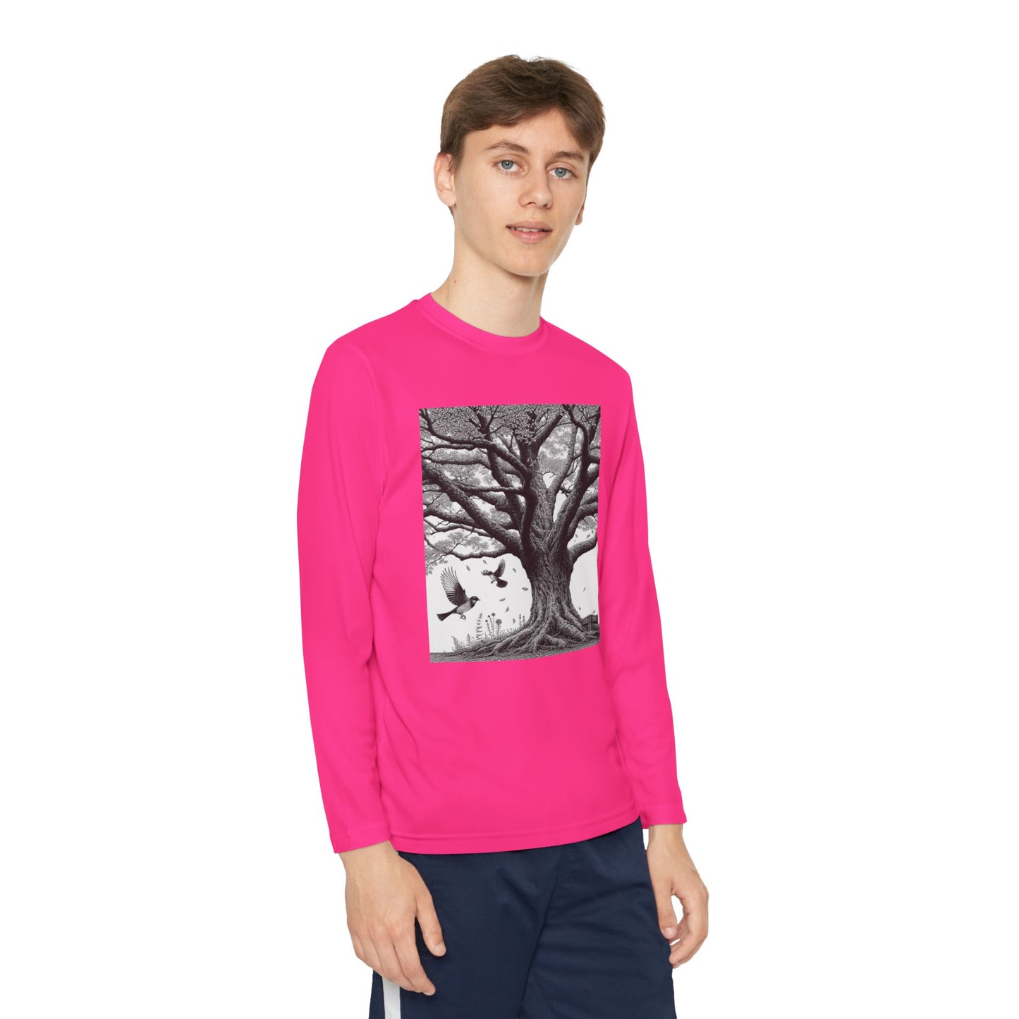 Youth Long Sleeve Tree Graphic Tee - Nature Inspired Design