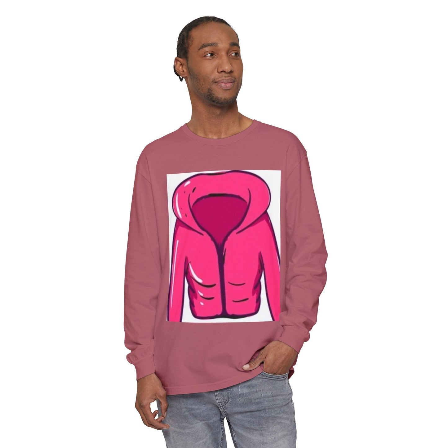 Unisex Garment-Dyed Long Sleeve T-Shirt - Cute Hoodie Print for Casual Wear