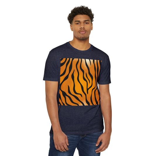 Unisex Tiger Stripe CVC Jersey T-Shirt - Bold Wild Pattern for Casual Wear