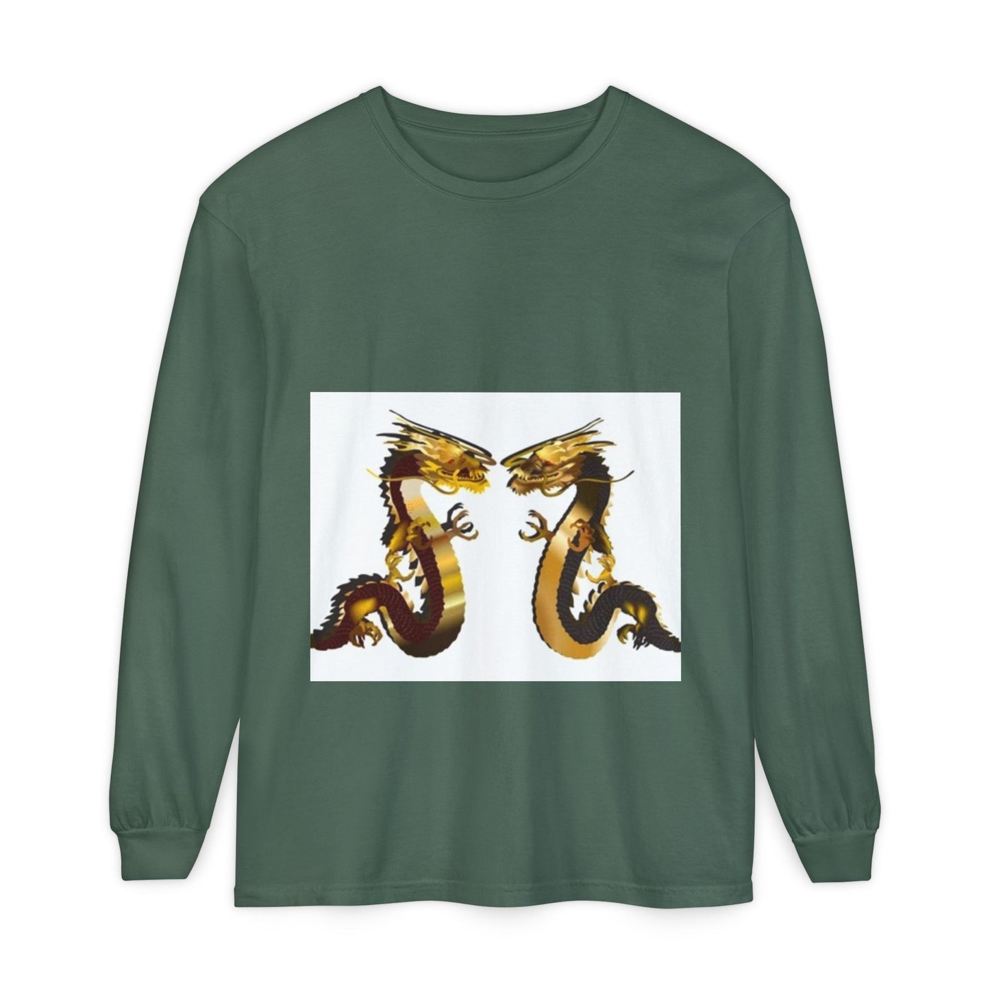 Dragon Duel Unisex Long Sleeve T-Shirt - Garment-Dyed Art Tee