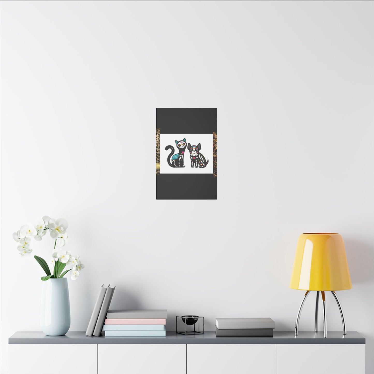 Day of the Dead Pet Canvas Art - Colorful Cat and Dog Wall Decor