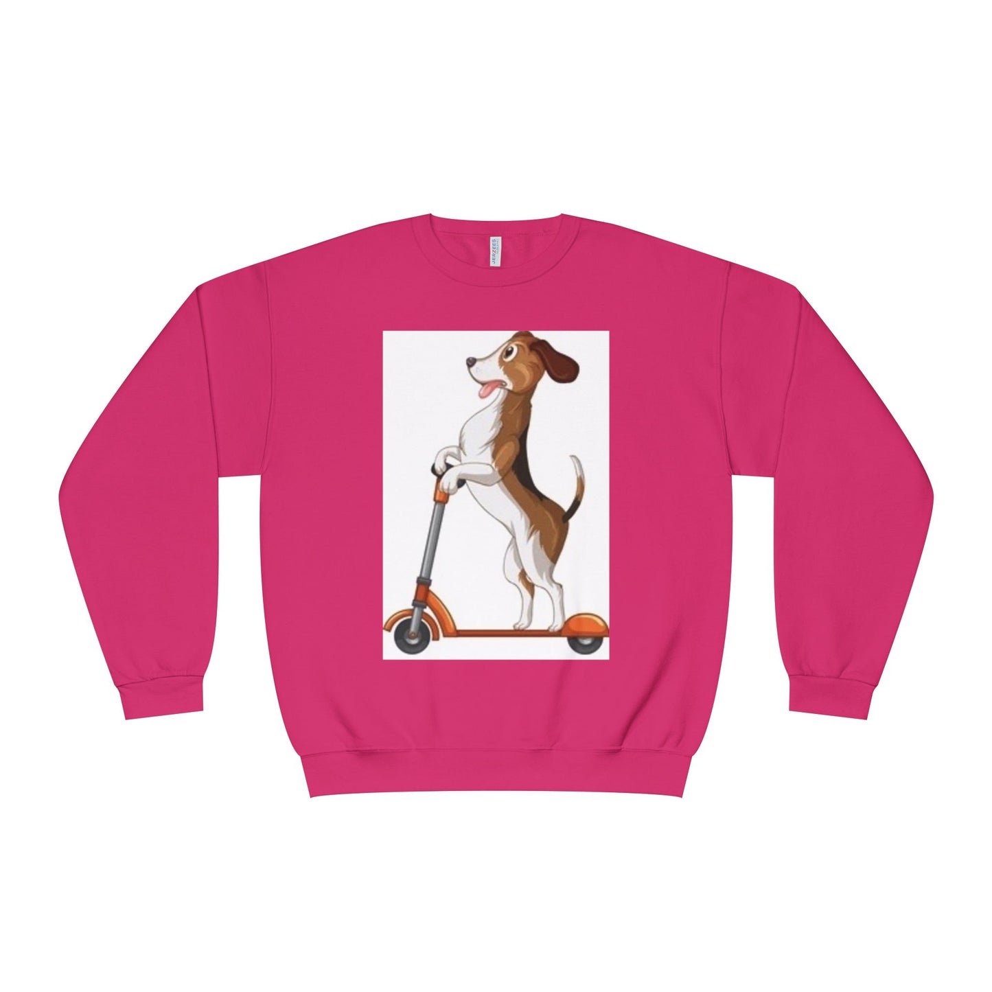 Dog Lover Crewneck Sweatshirt - Fun Beagle on Scooter Design