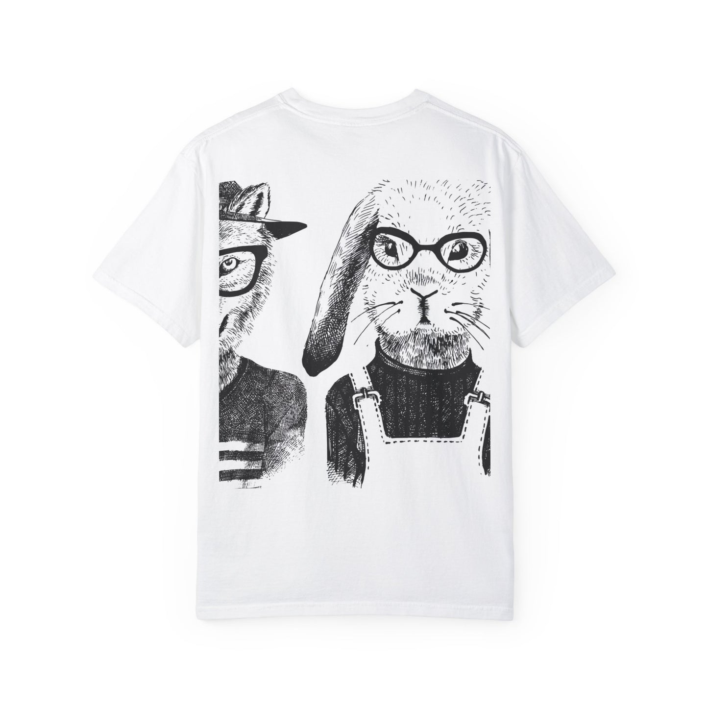 Whimsical Animal Friends T-Shirt - Stylish Panda & Wolf Design