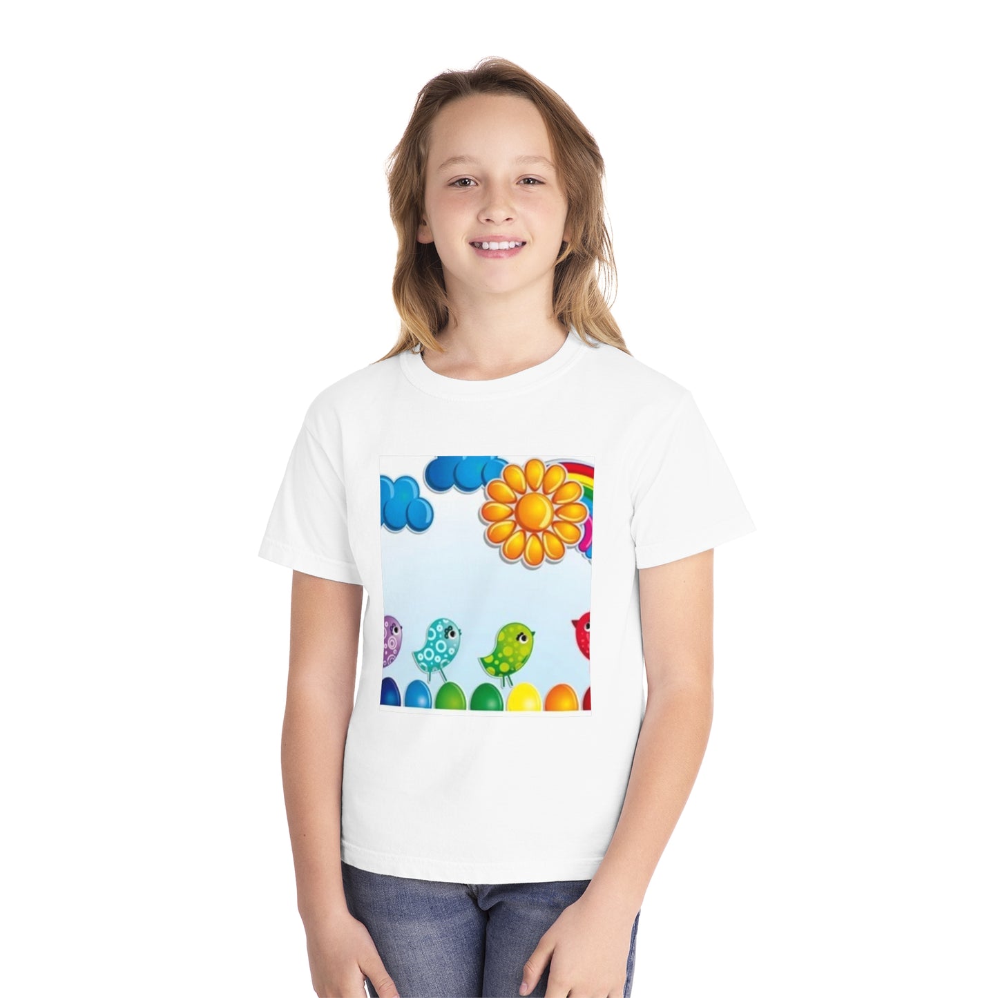 Colorful Spring Birds Youth Midweight Tee | Fun and Playful Shirt for Kids