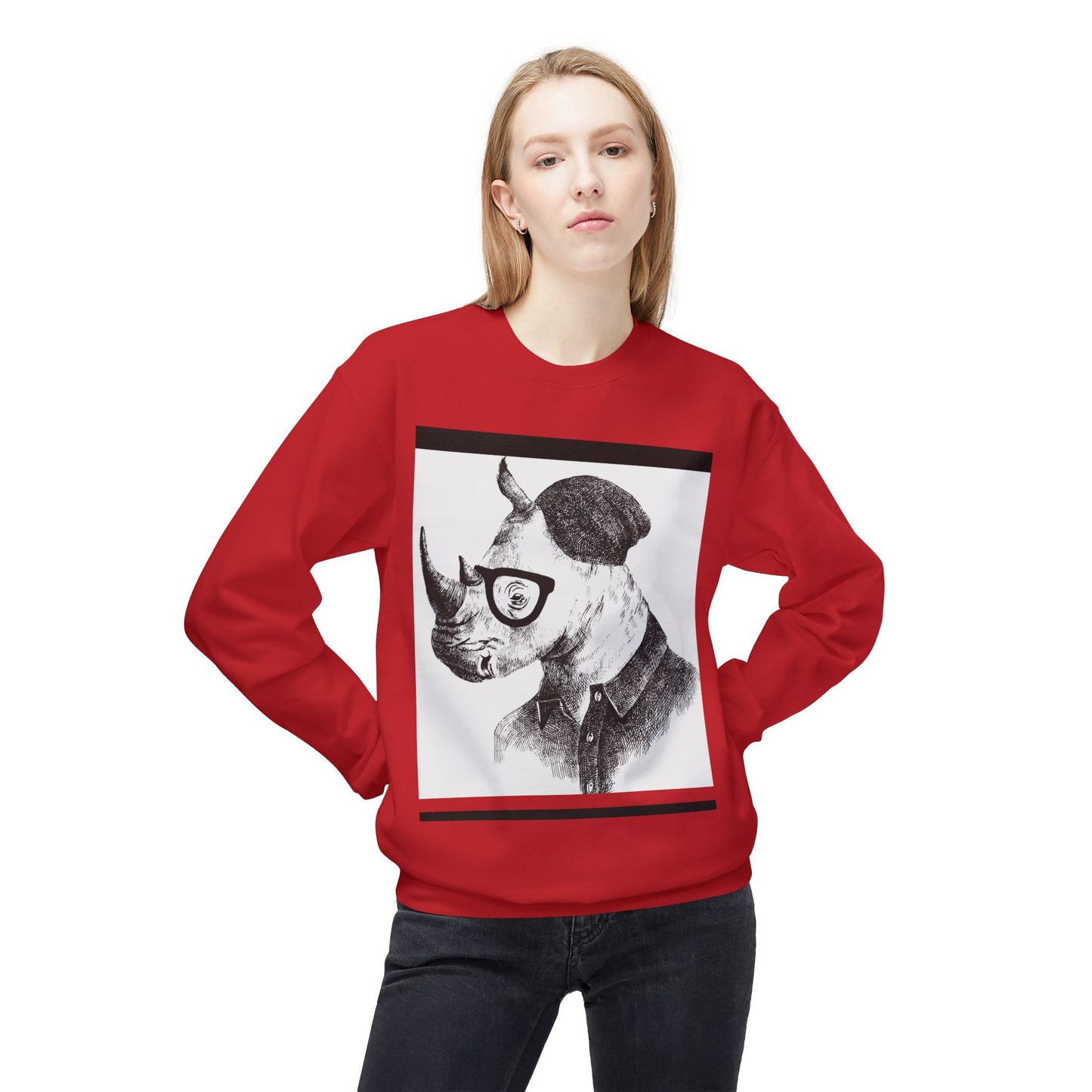 Cool Rhino and Sneakers Fleece Sweatshirt for Trendsetters